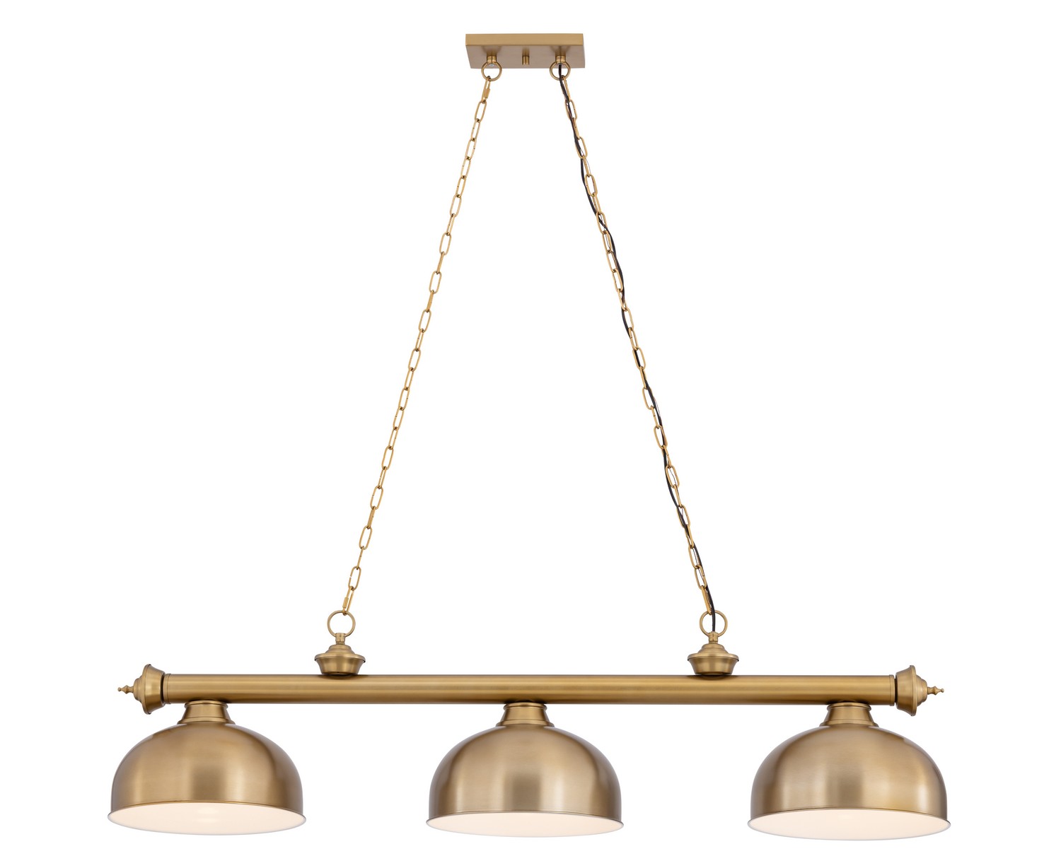 Three Light Billiard by Z-Lite - Cordon Collection, Heritage Brass Finish - 2306-3HBR-D13HBR