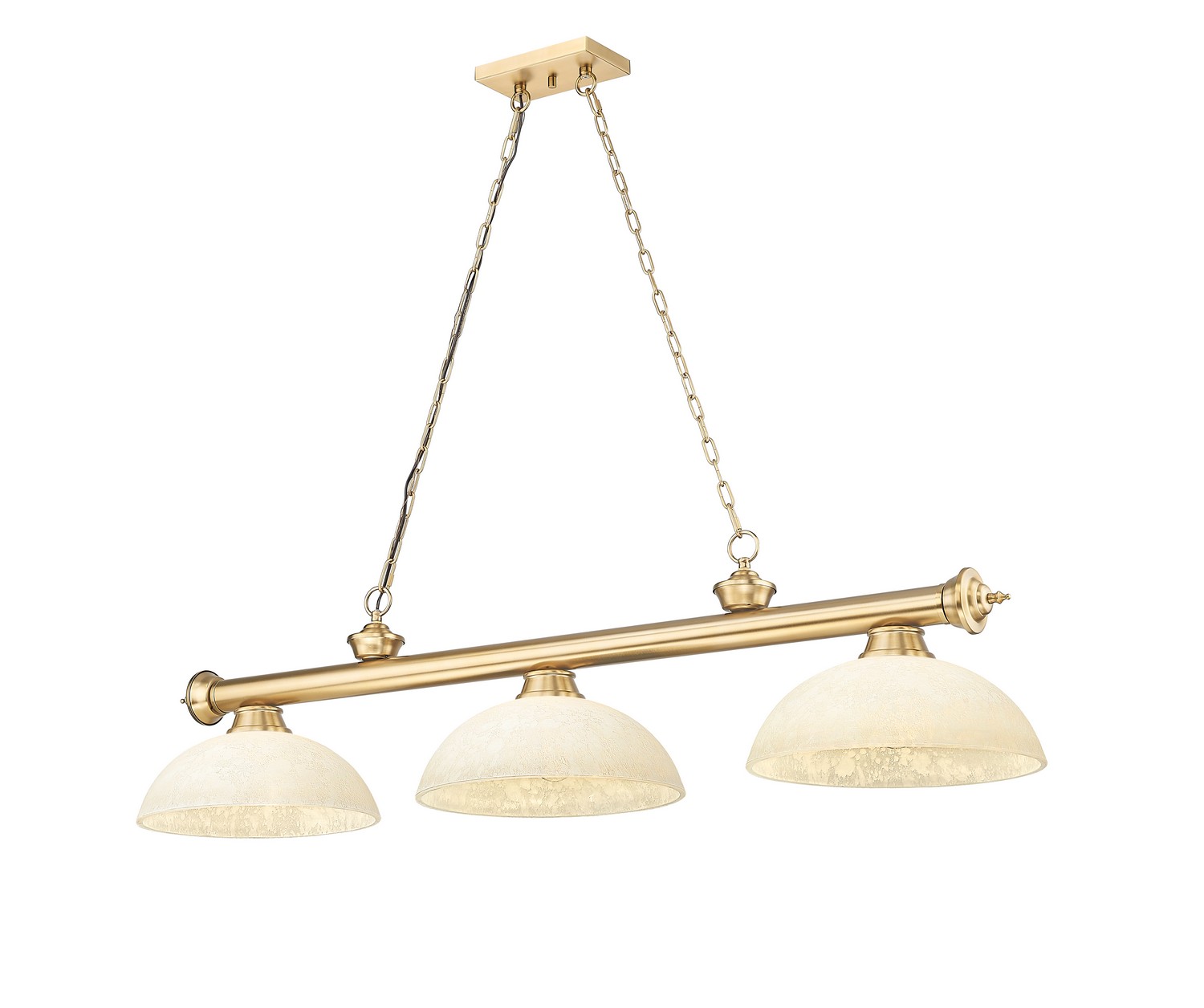 Three Light Billiard by Z-Lite - Cordon Collection, Heritage Brass Finish - 2306-3HBR-DGM14