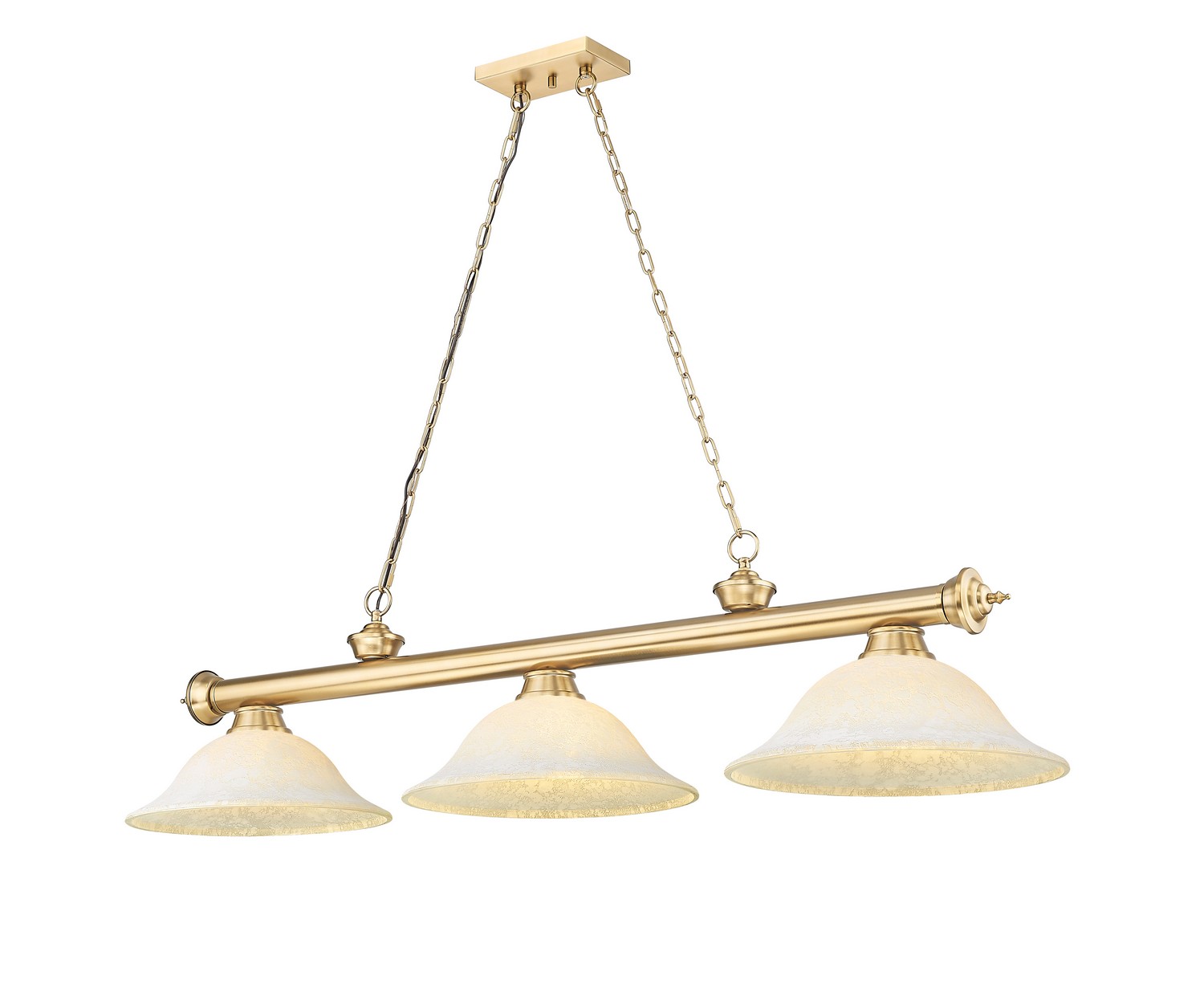 Three Light Billiard by Z-Lite - Cordon Collection, Heritage Brass Finish - 2306-3HBR-GM16