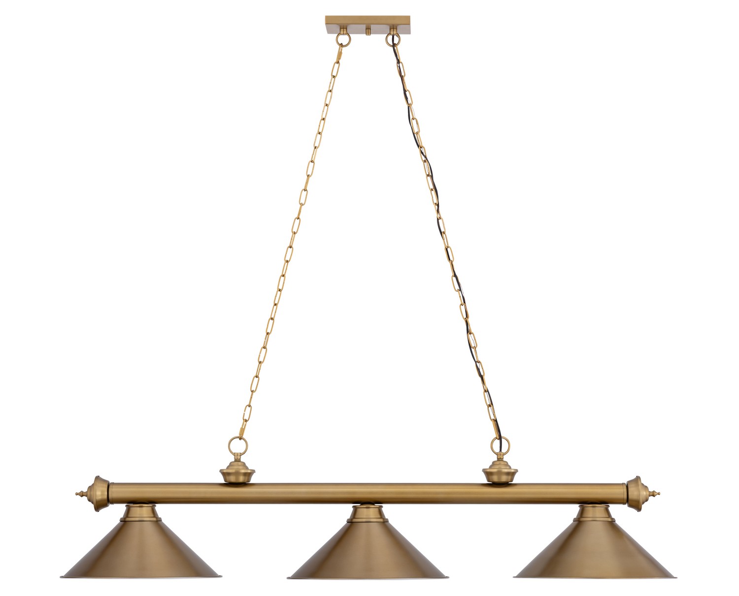Three Light Billiard by Z-Lite - Cordon Collection, Heritage Brass Finish - 2306-3HBR-HBR15
