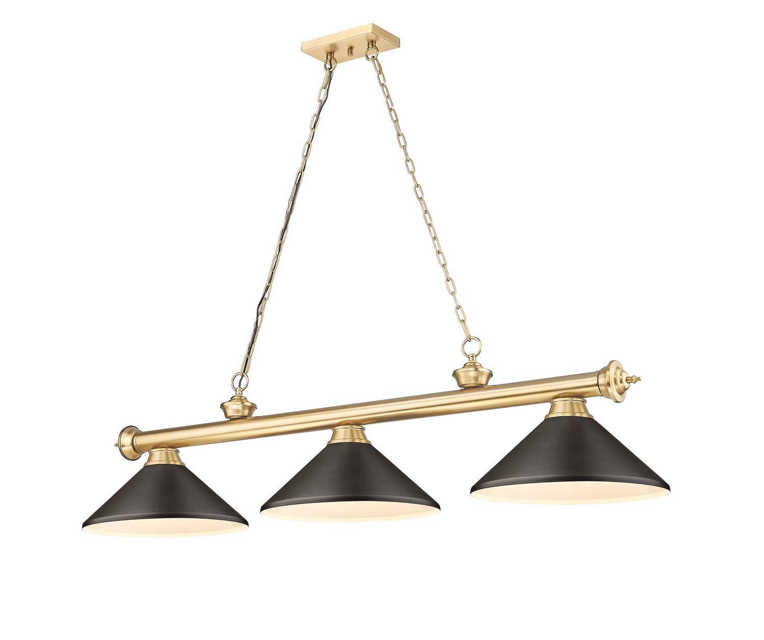 Three Light Billiard by Z-Lite - Cordon Collection, Heritage Brass Finish - 2306-3HBR-MBRZ