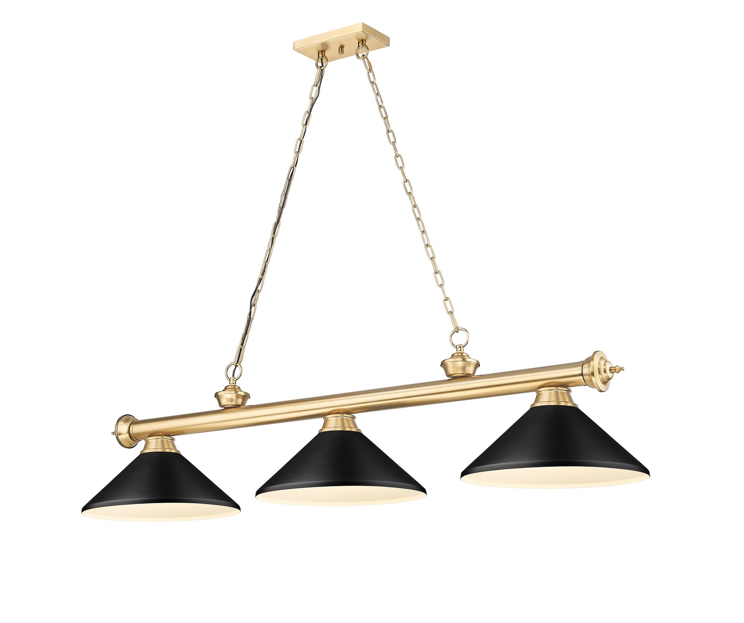 Three Light Billiard by Z-Lite - Cordon Collection, Heritage Brass Finish - 2306-3HBR-MMB