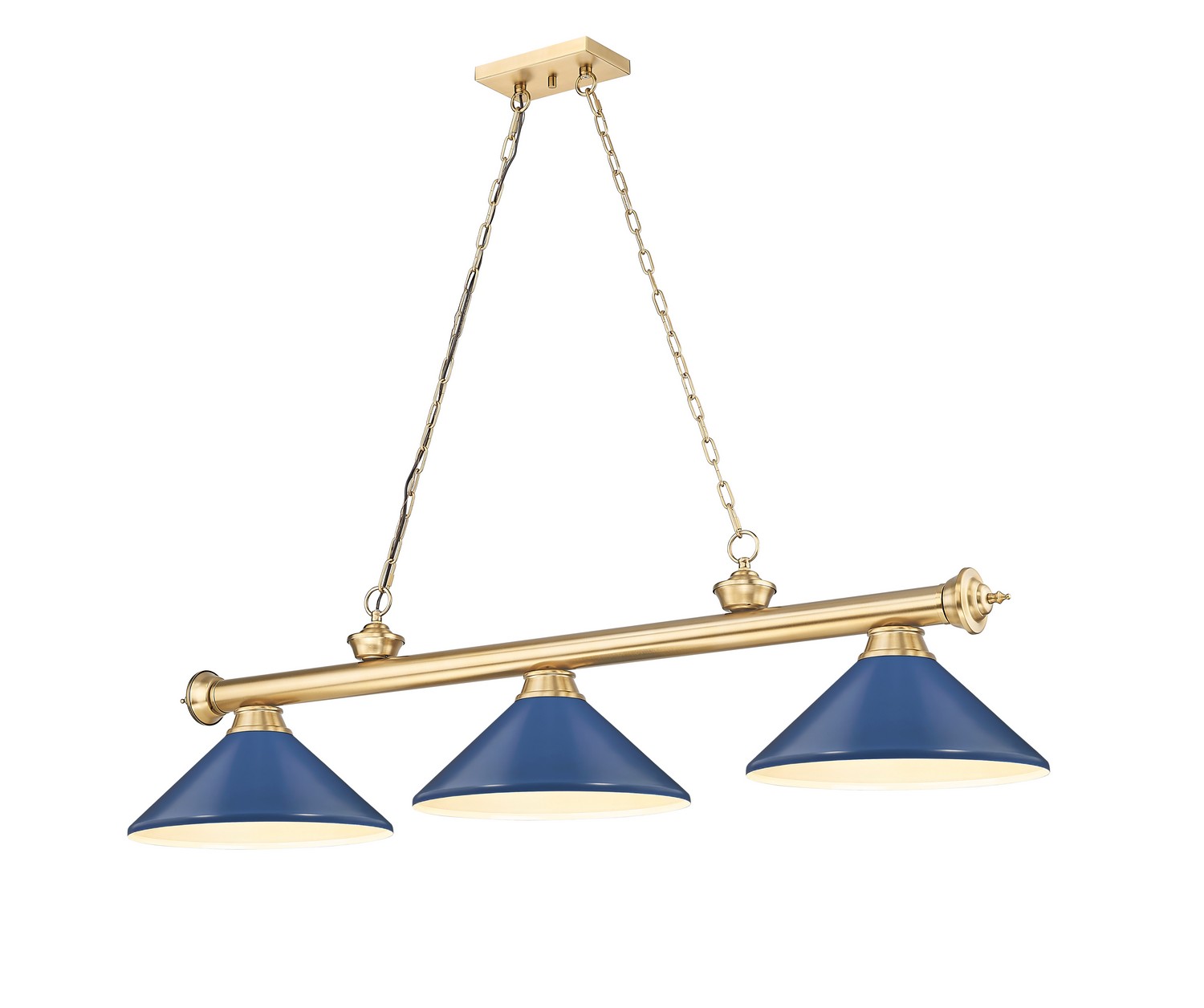 Three Light Billiard by Z-Lite - Cordon Collection, Heritage Brass Finish - 2306-3HBR-MNB