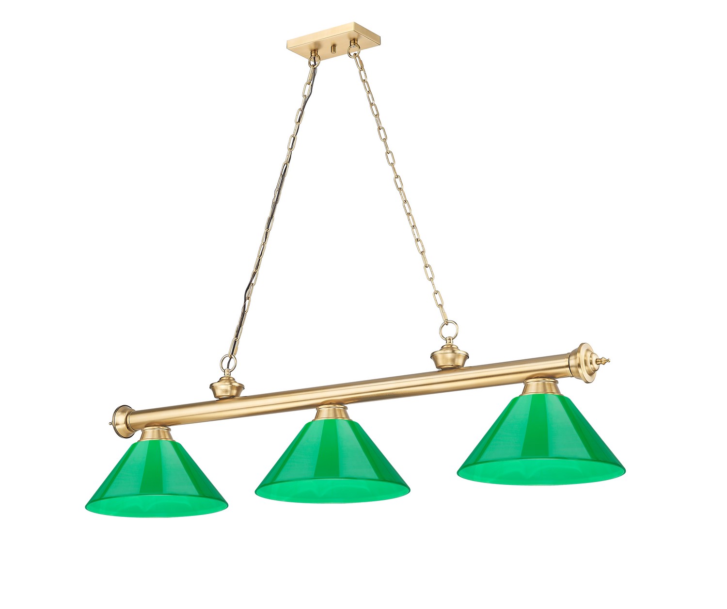 Three Light Billiard by Z-Lite - Cordon Collection, Heritage Brass Finish - 2306-3HBR-PGR