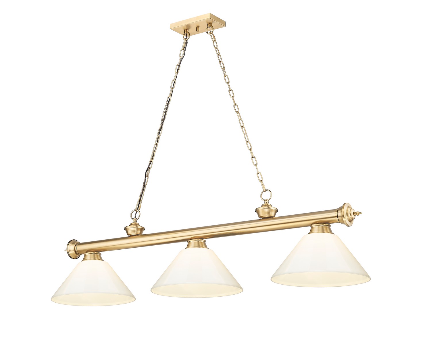 Three Light Billiard by Z-Lite - Cordon Collection, Heritage Brass Finish - 2306-3HBR-PWH