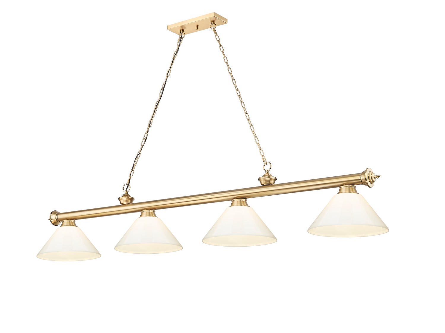Four Light Billiard by Z-Lite - Cordon Collection, Heritage Brass Finish - 2306-4HBR-PWH