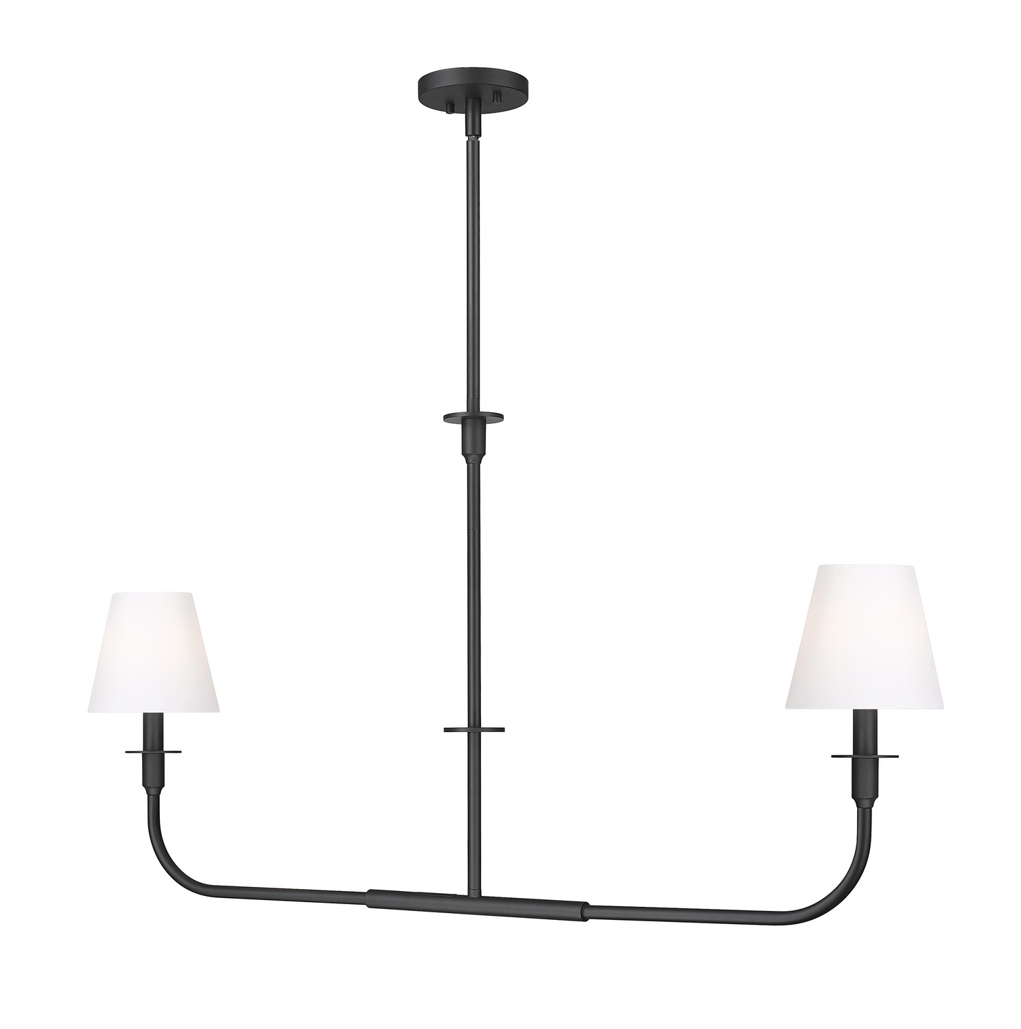Two Light Linear Chandelier by Z-Lite - Tova Collection, Matte Black Finish - 3049-42L-MB