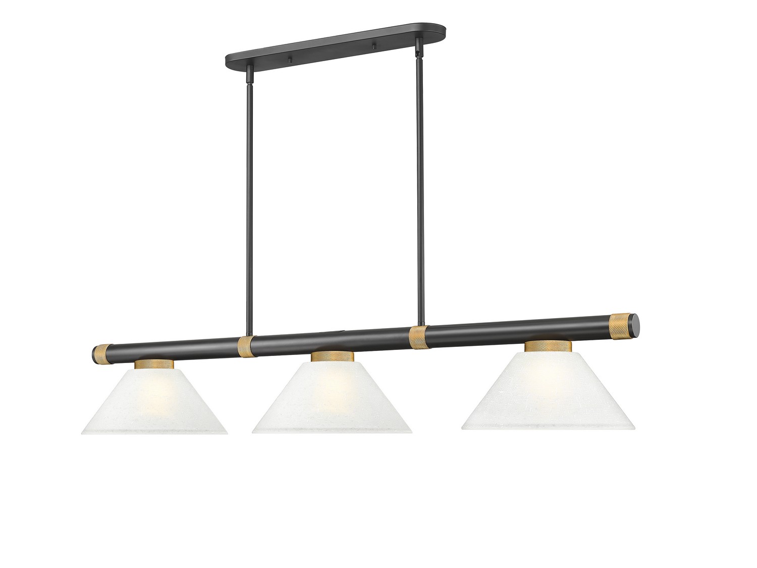 Three Light Billiard by Z-Lite - Vanguard Collection, Matte Black + Rubbed Brass Finish - 3050-3MB-RB-AWL14