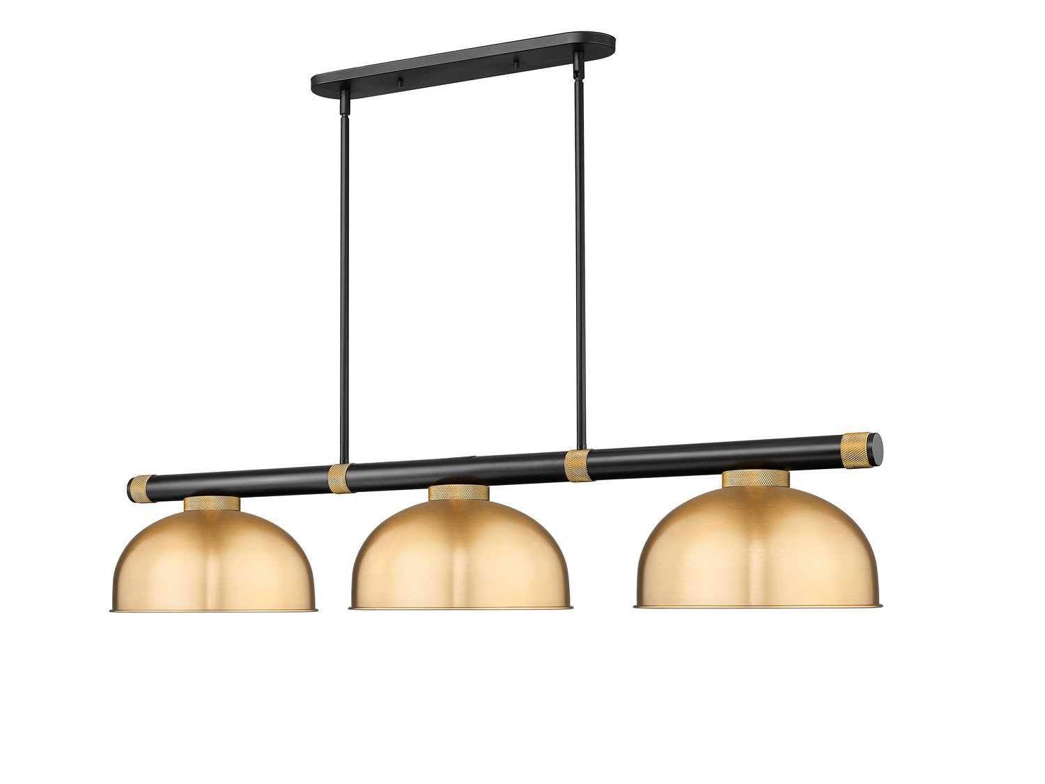 Three Light Billiard by Z-Lite - Vanguard Collection, Matte Black + Rubbed Brass Finish - 3050-3MB-RB-D13HBR