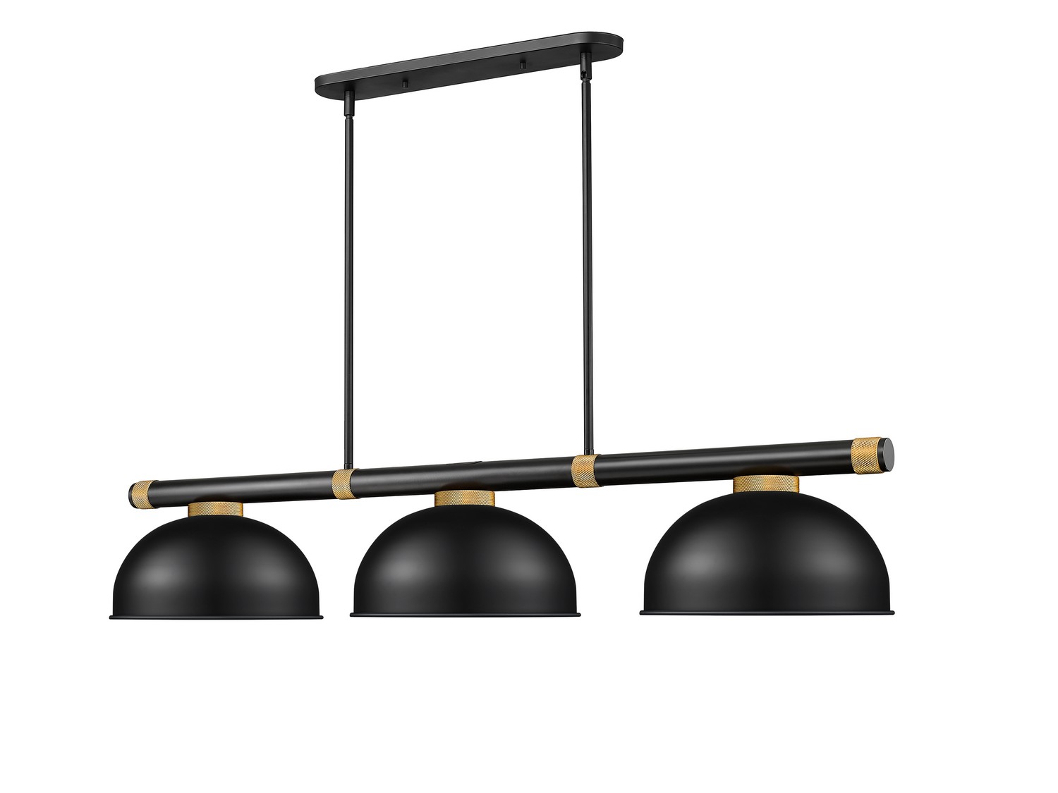 Three Light Billiard by Z-Lite - Vanguard Collection, Matte Black + Rubbed Brass Finish - 3050-3MB-RB-D13MB