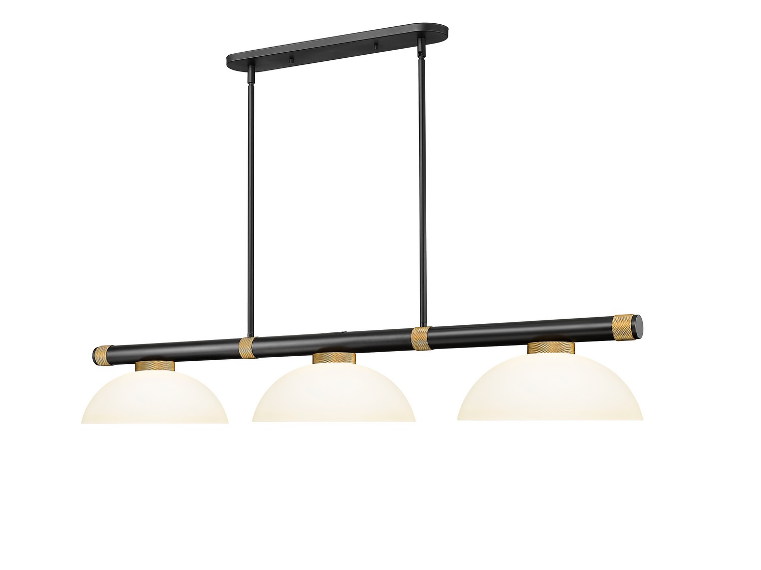 Three Light Billiard by Z-Lite - Vanguard Collection, Matte Black + Rubbed Brass Finish - 3050-3MB-RB-DMO14