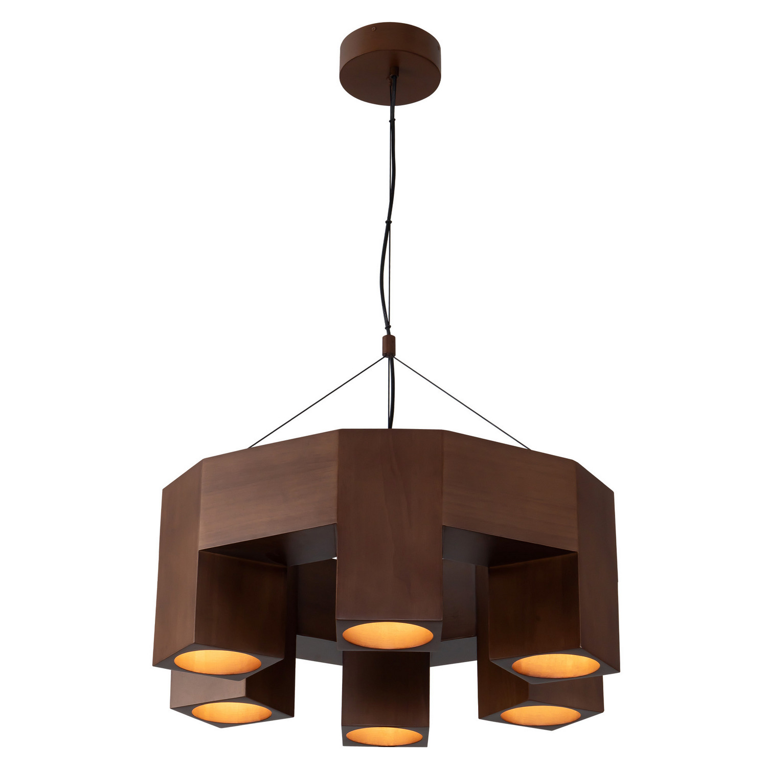 LED Chandelier by Kuzco Lighting - Bosco Collection, Walnut Finish - CH12626-WT
