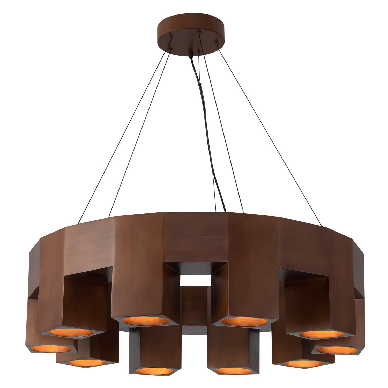 LED Chandelier by Kuzco Lighting - Bosco Collection, Walnut Finish - CH12638-WT