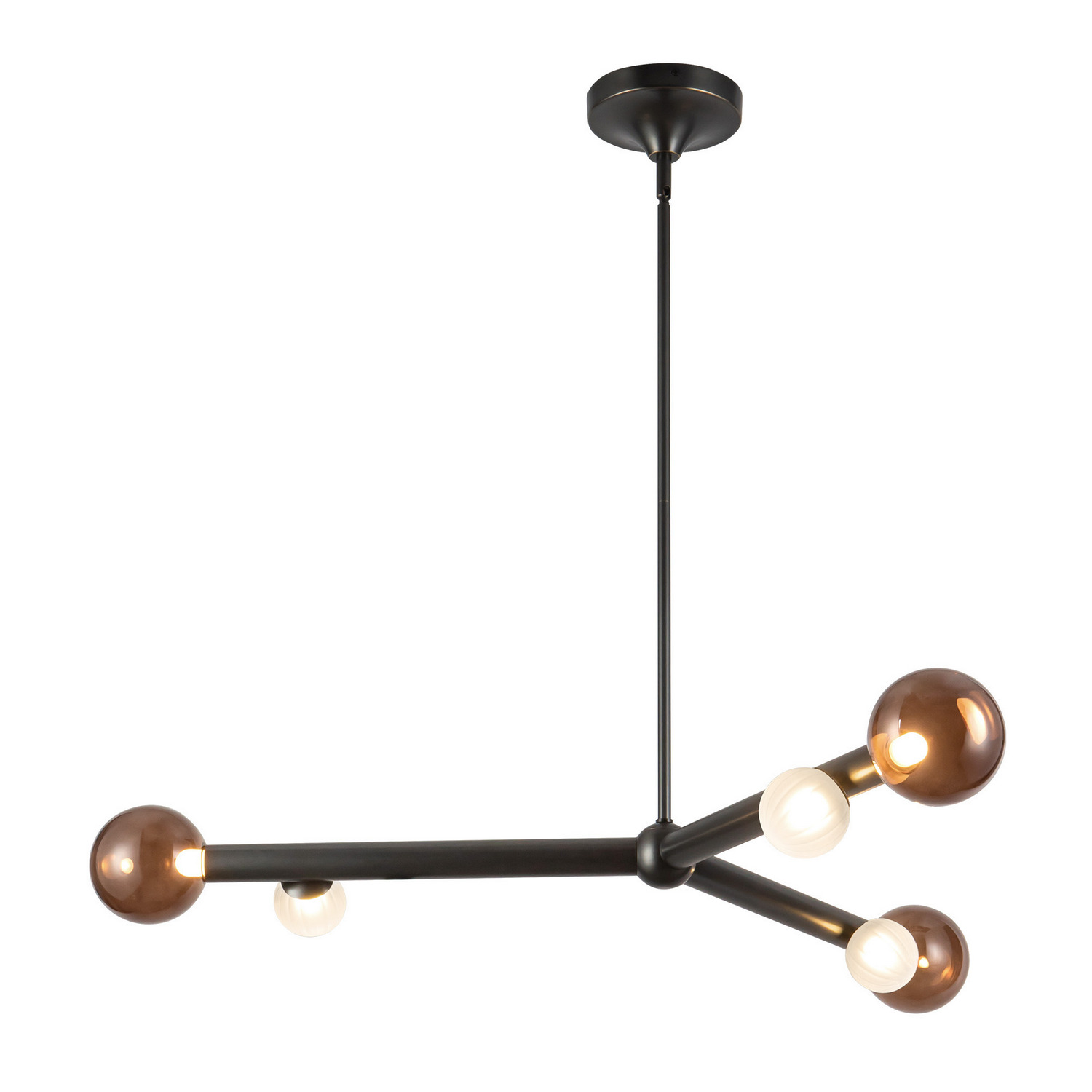LED Chandelier by Kuzco Lighting - Reese Collection, Urban Bronze/Amber Glass Finish - CH32841-UB/AM