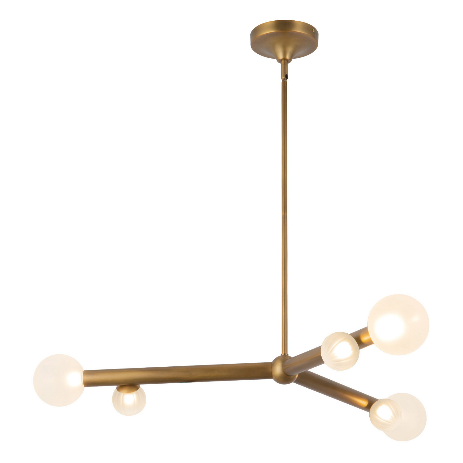 LED Chandelier by Kuzco Lighting - Reese Collection, Vintage Brass/Opal Glass Finish - CH32841-VB/OP