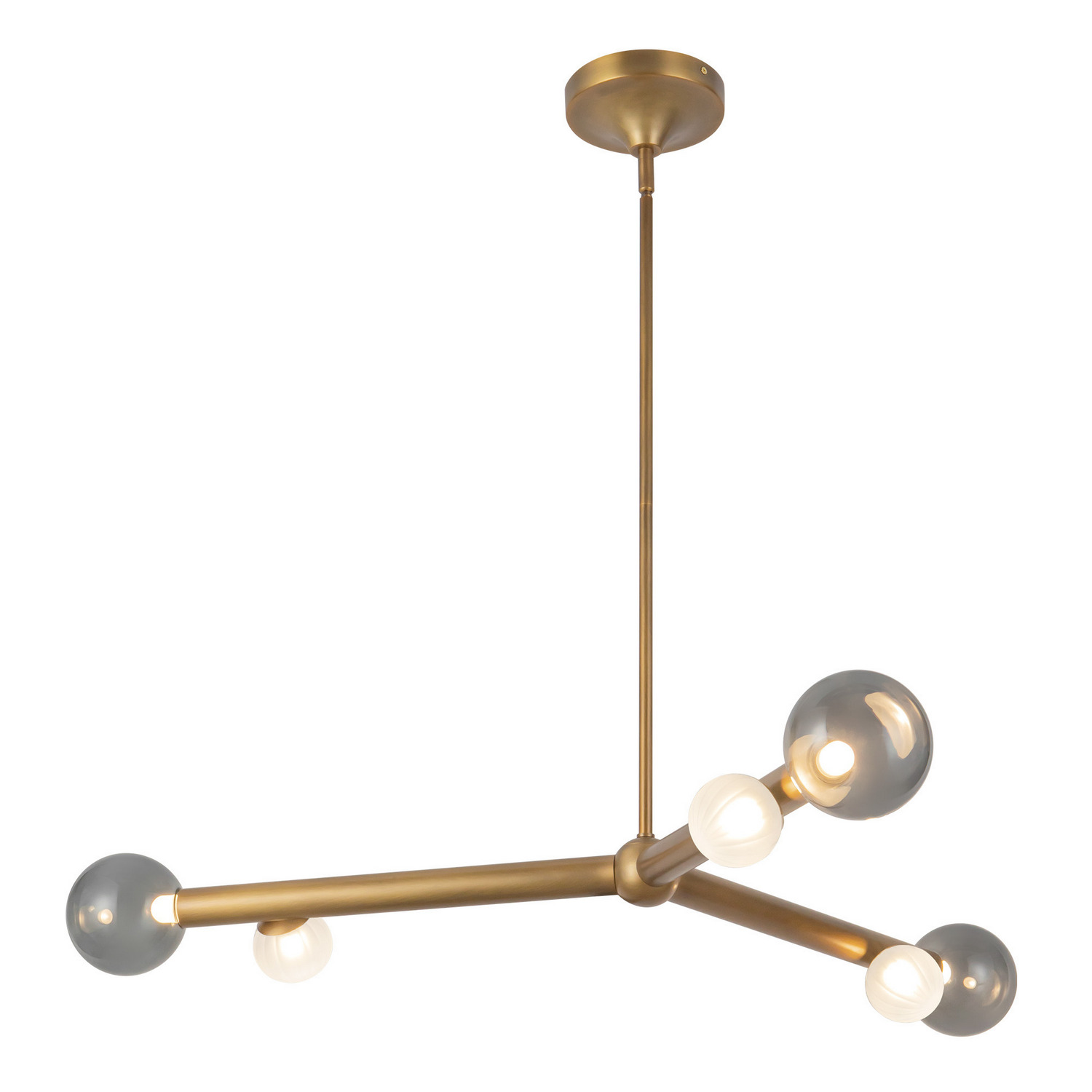 LED Chandelier by Kuzco Lighting - Reese Collection, Vintage Brass/Smoked Glass Finish - CH32841-VB/SM