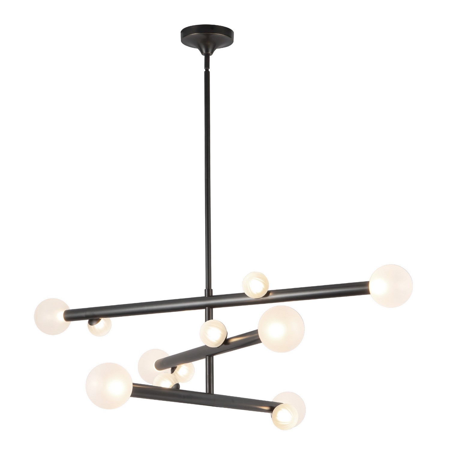 LED Chandelier by Kuzco Lighting - Reese Collection, Urban Bronze/Opal Glass Finish - CH32848-UB/OP