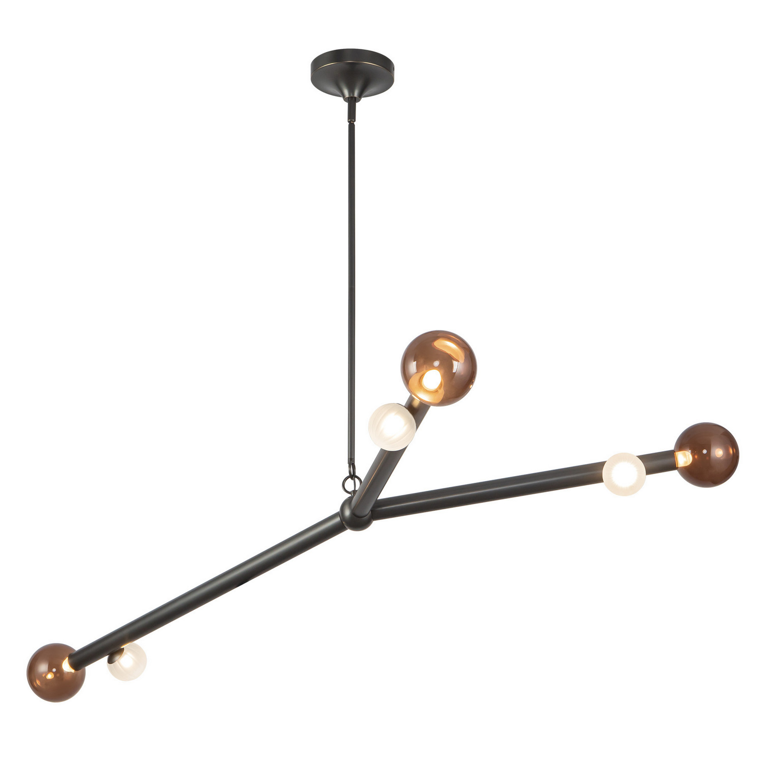 LED Chandelier by Kuzco Lighting - Reese Collection, Urban Bronze/Amber Glass Finish - CH32853-UB/AM