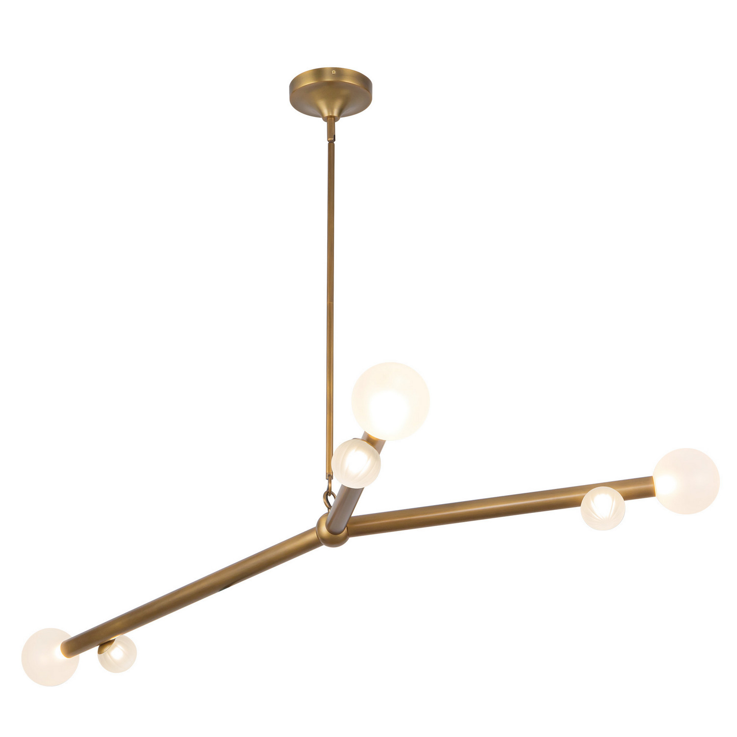 LED Chandelier by Kuzco Lighting - Reese Collection, Vintage Brass/Opal Glass Finish - CH32853-VB/OP
