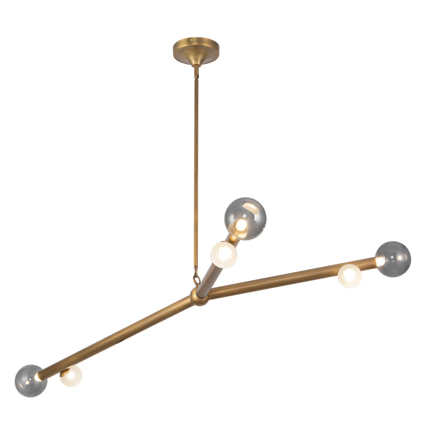 LED Chandelier by Kuzco Lighting - Reese Collection, Vintage Brass/Smoked Glass Finish - CH32853-VB/SM