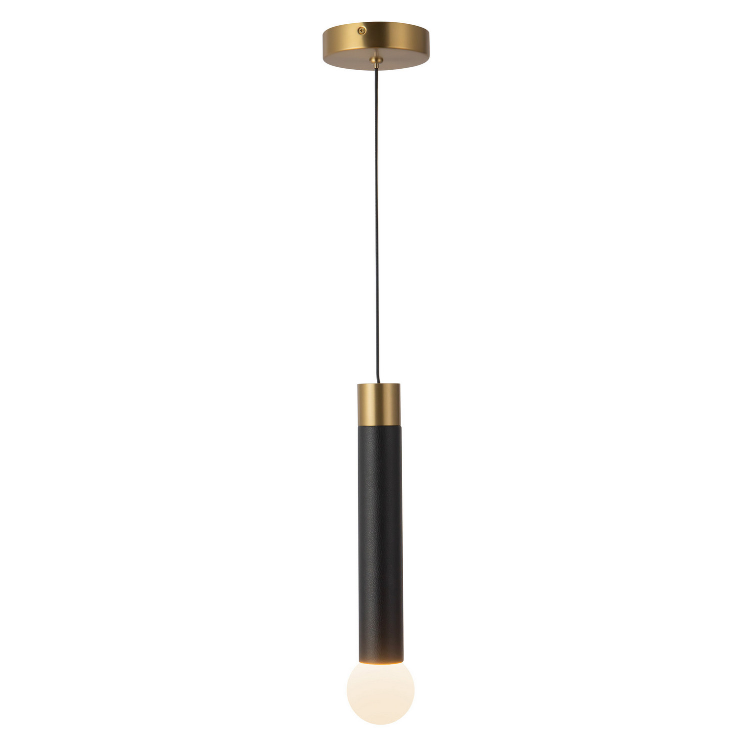 LED Pendant by Kuzco Lighting - Calla Collection, Brushed Gold/Black Vegan Leather Finish - PD26616-BG/BVL