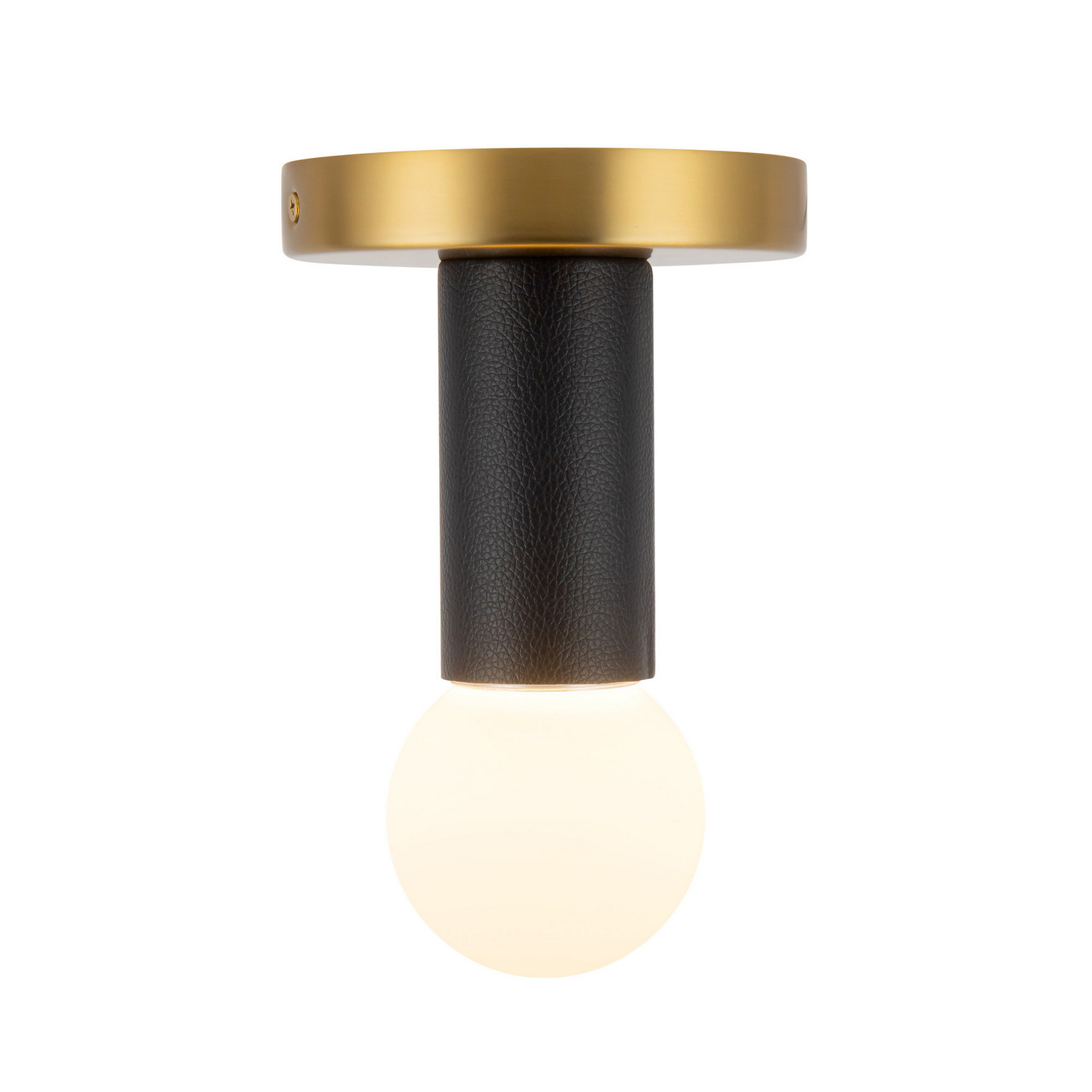 LED Flush Mount by Kuzco Lighting - Calla Collection, Brushed Gold/Black Vegan Leather Finish - SF26608-BG/BVL