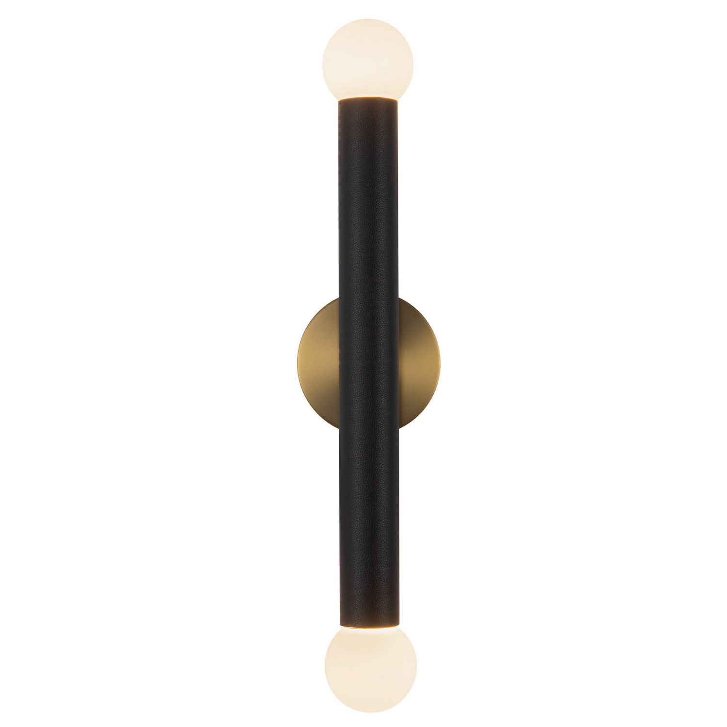 LED Vanity Light by Kuzco Lighting - Calla Collection, Brushed Gold/Black Vegan Leather Finish - WS26624-BG/BVL