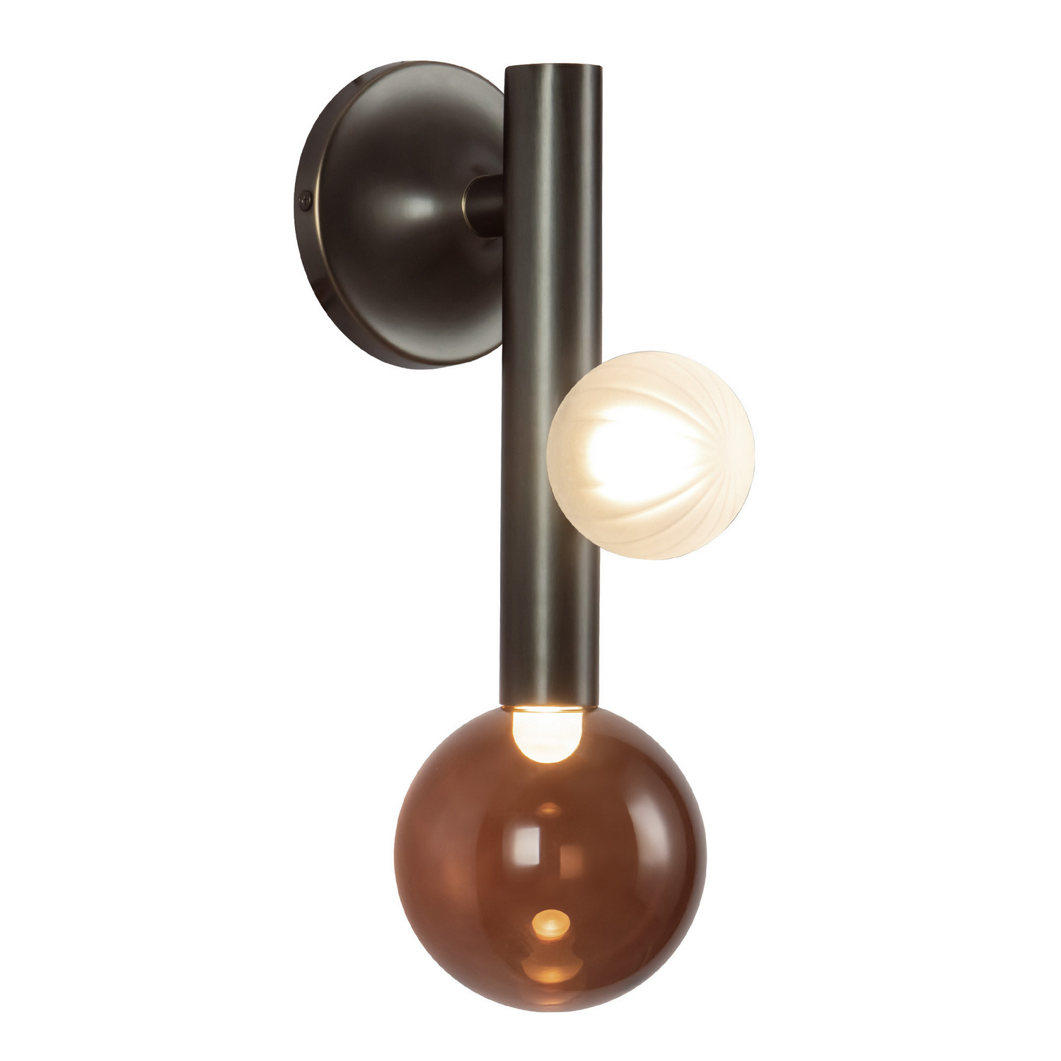 LED Wall Sconce by Kuzco Lighting - Reese Collection, Urban Bronze/Amber Glass Finish - WS32814-UB/AM
