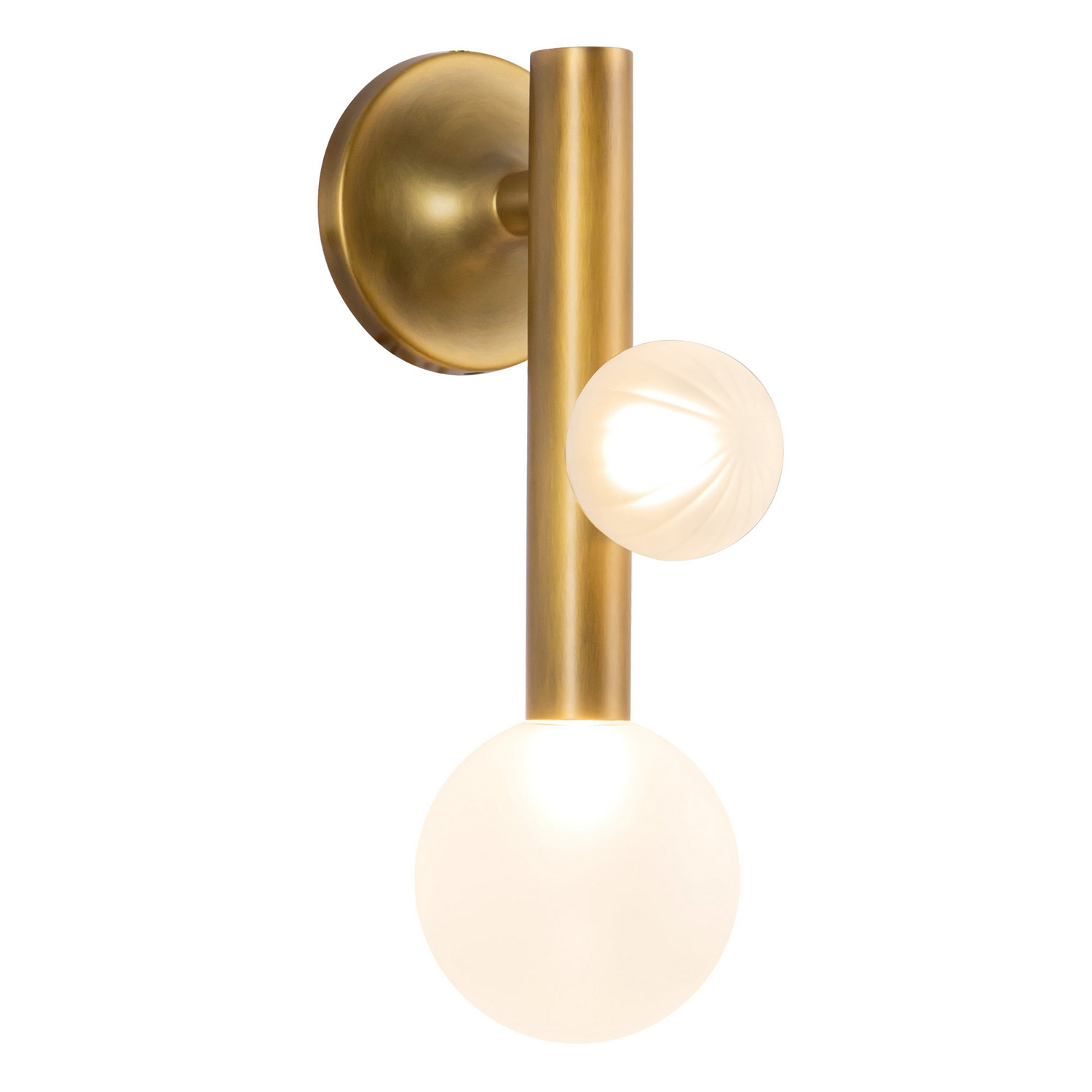 LED Wall Sconce by Kuzco Lighting - Reese Collection, Vintage Brass/Opal Glass Finish - WS32814-VB/OP