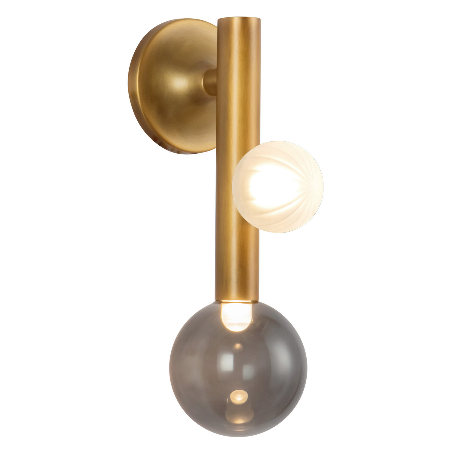LED Wall Sconce by Kuzco Lighting - Reese Collection, Vintage Brass/Smoked Glass Finish - WS32814-VB/SM