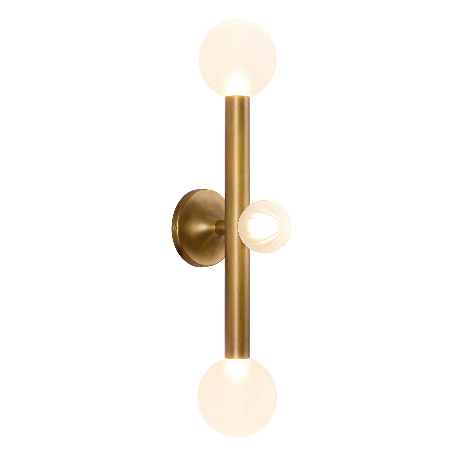 LED Vanity Light by Kuzco Lighting - Reese Collection, Vintage Brass/Opal Glass Finish - WS32823-VB/OP