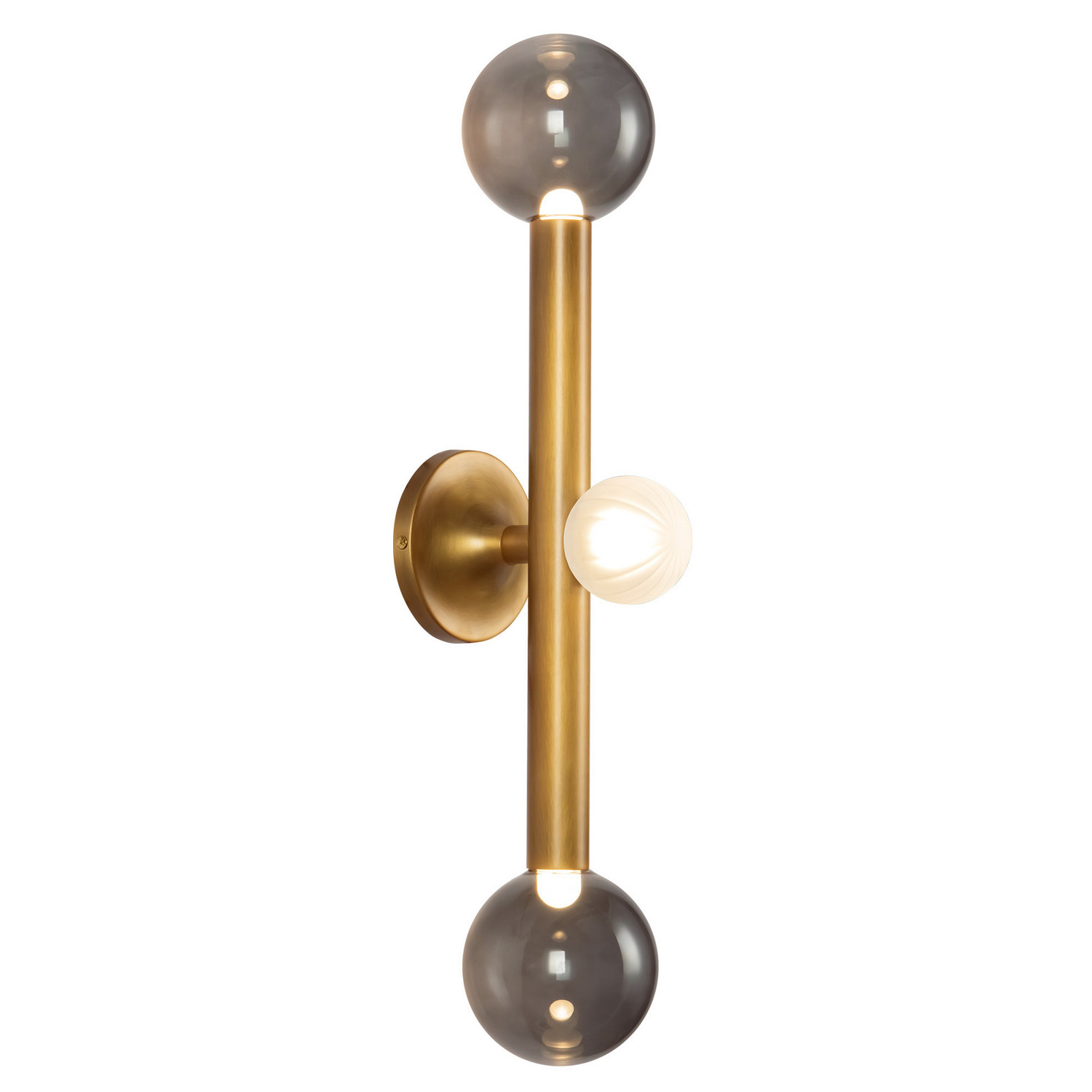 LED Vanity Light by Kuzco Lighting - Reese Collection, Vintage Brass/Smoked Glass Finish - WS32823-VB/SM