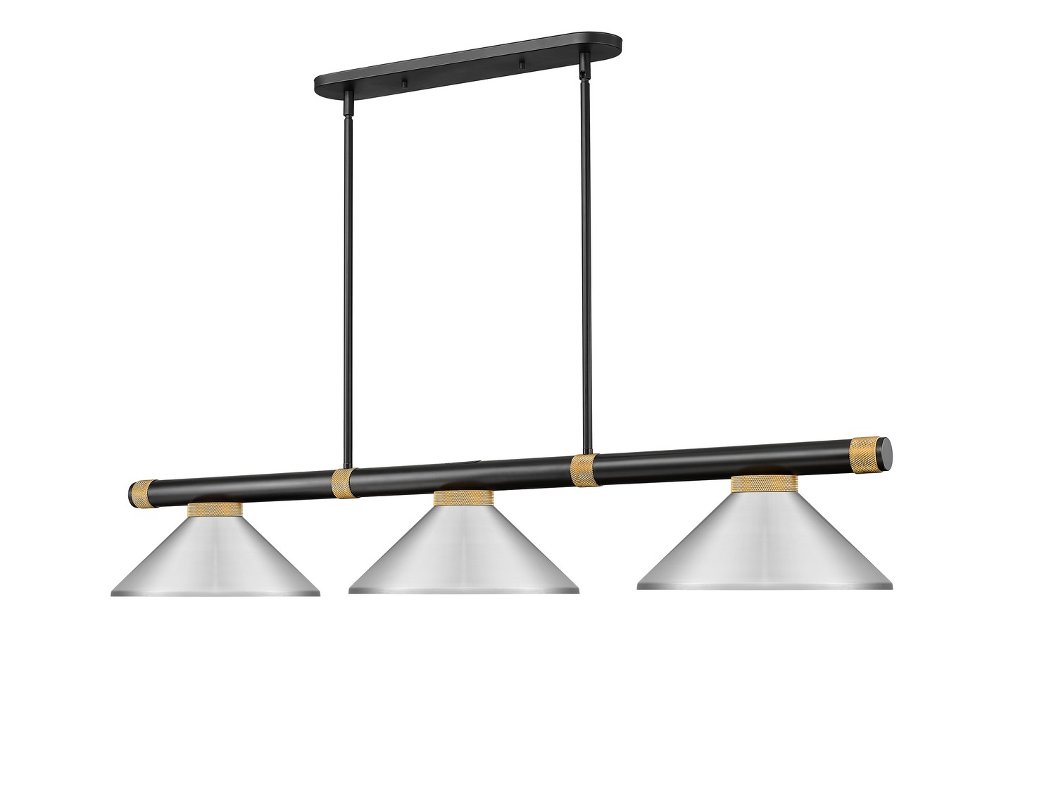 Three Light Billiard by Z-Lite - Vanguard Collection, Matte Black + Rubbed Brass Finish - 3050-3MB-RB-MBN