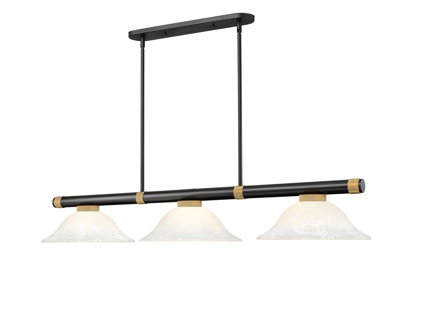 Three Light Billiard by Z-Lite - Vanguard Collection, Matte Black + Rubbed Brass Finish - 3050-3MB-RB-WM16