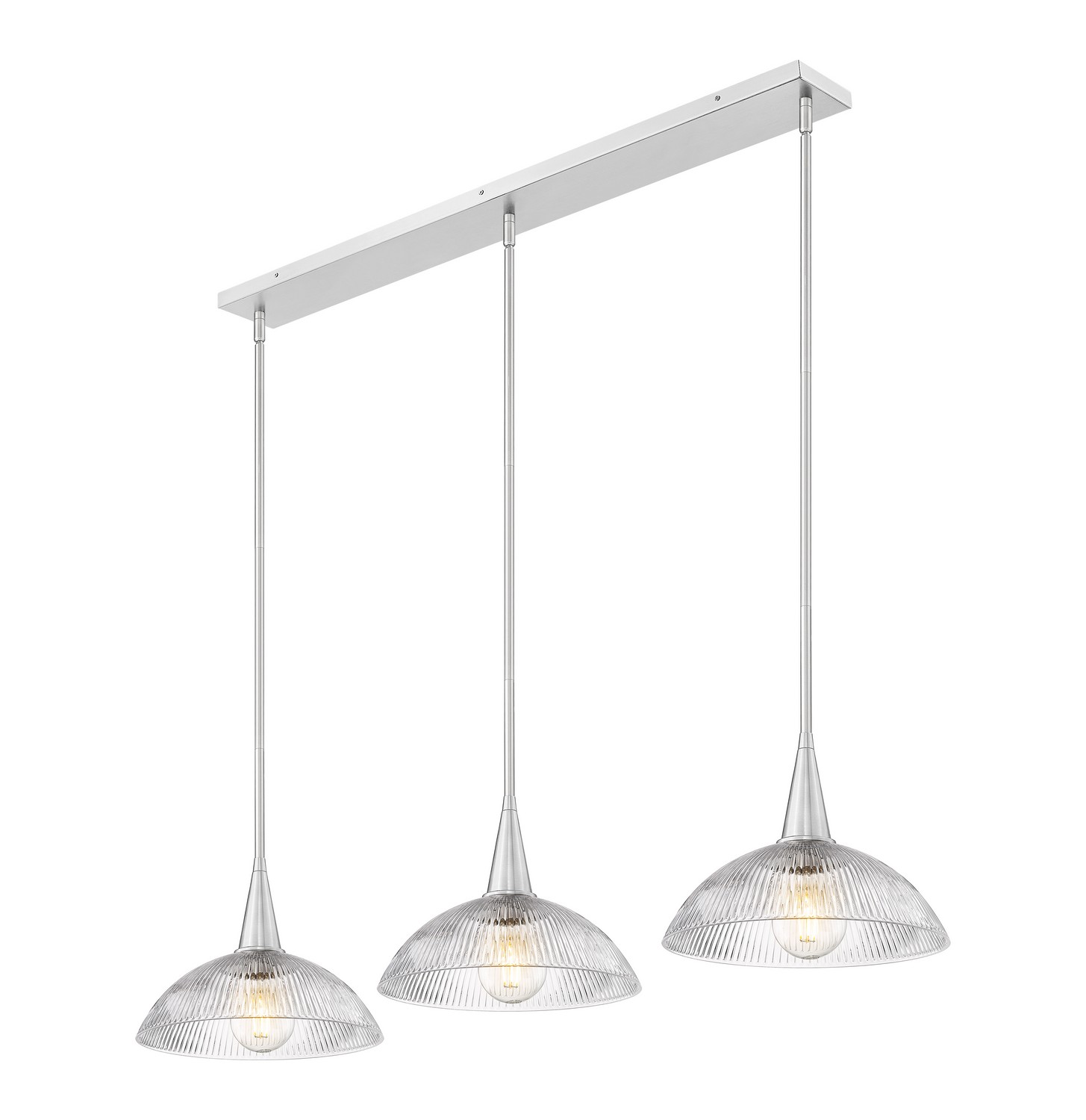 Three Light Linear Chandelier by Z-Lite - Lunelle Collection, Brushed Nickel Finish - 3051P12-3L-BN