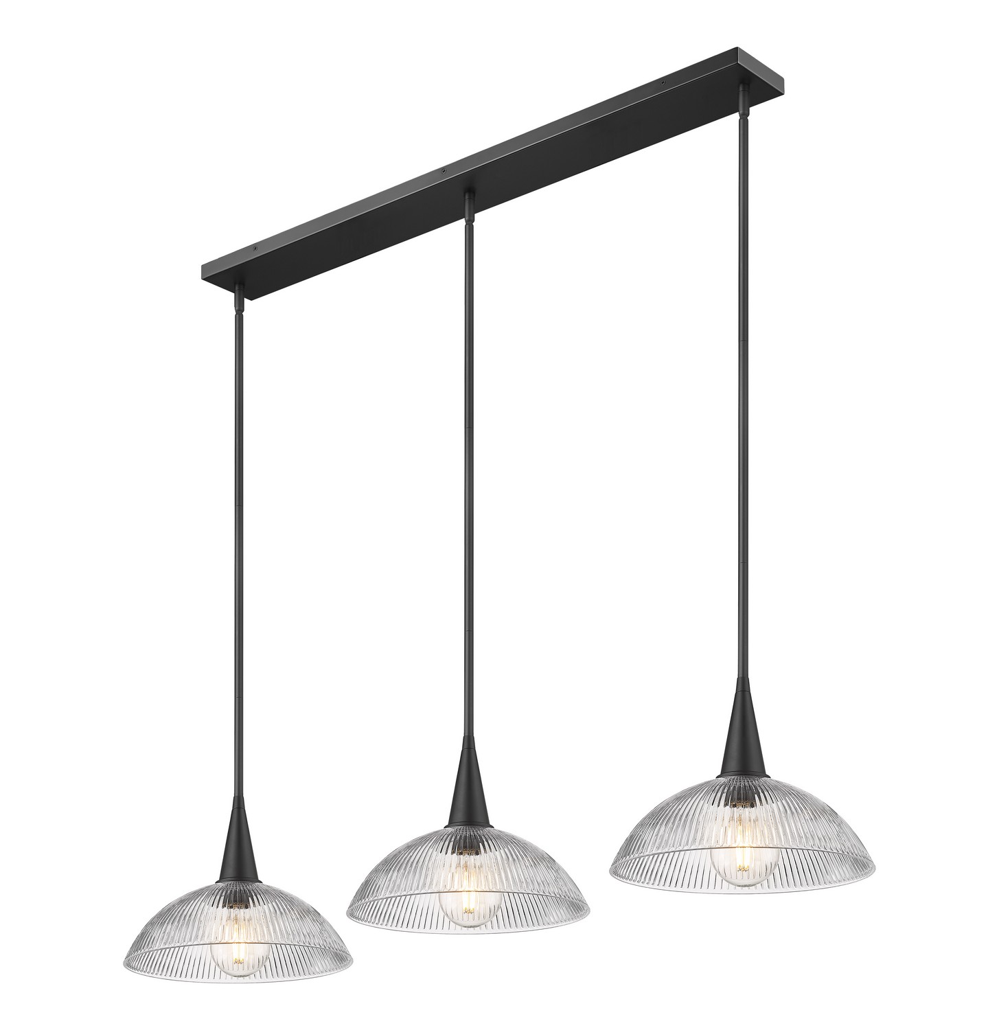 Three Light Linear Chandelier by Z-Lite - Lunelle Collection, Matte Black Finish - 3051P12-3L-MB