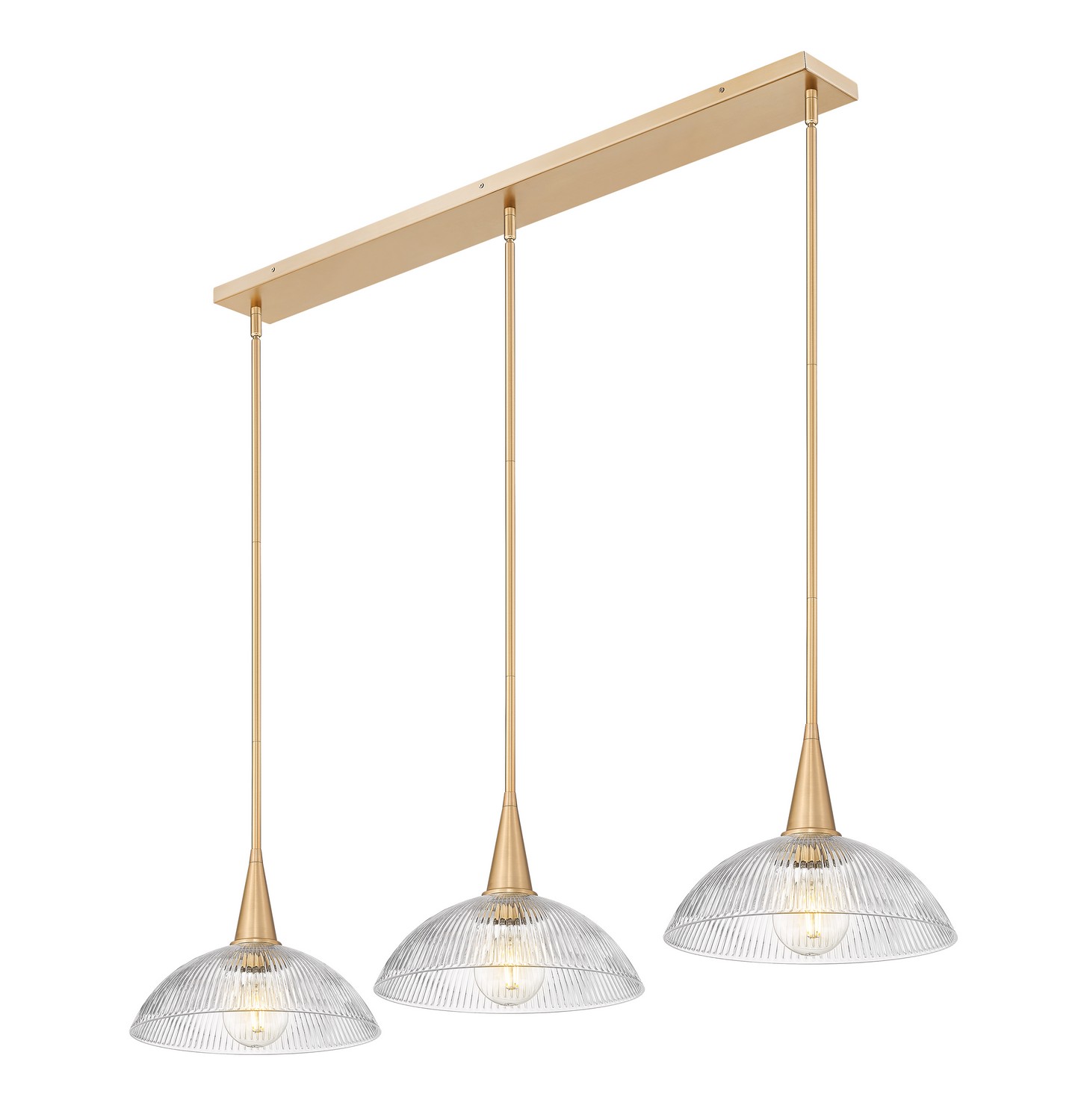 Three Light Linear Chandelier by Z-Lite - Lunelle Collection, Modern Gold Finish - 3051P12-3L-MGLD