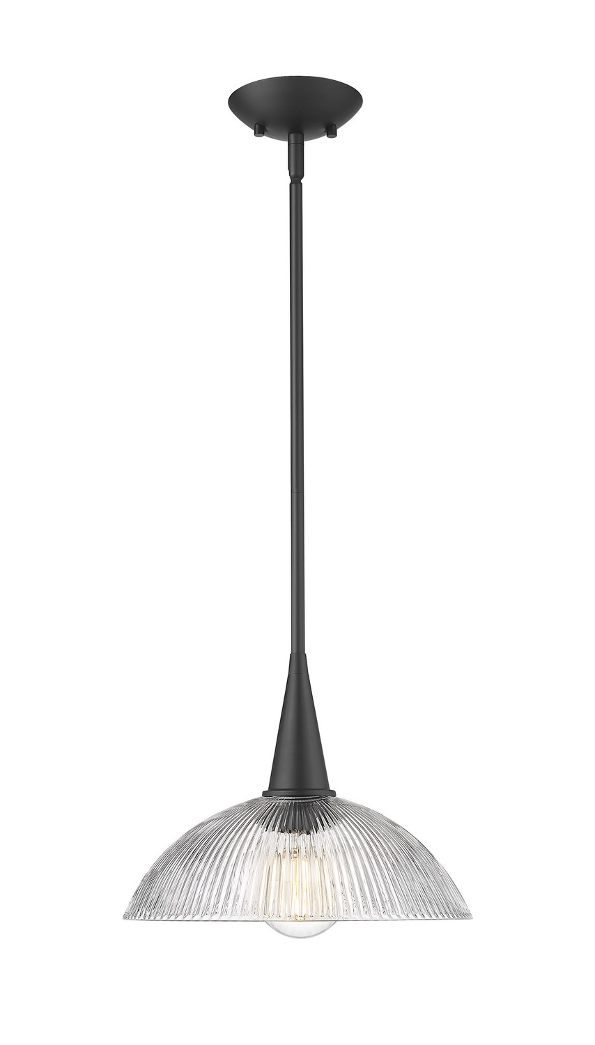 One Light Pendant by Z-Lite - Lunelle Collection, Matte Black Finish - 3051P12-MB