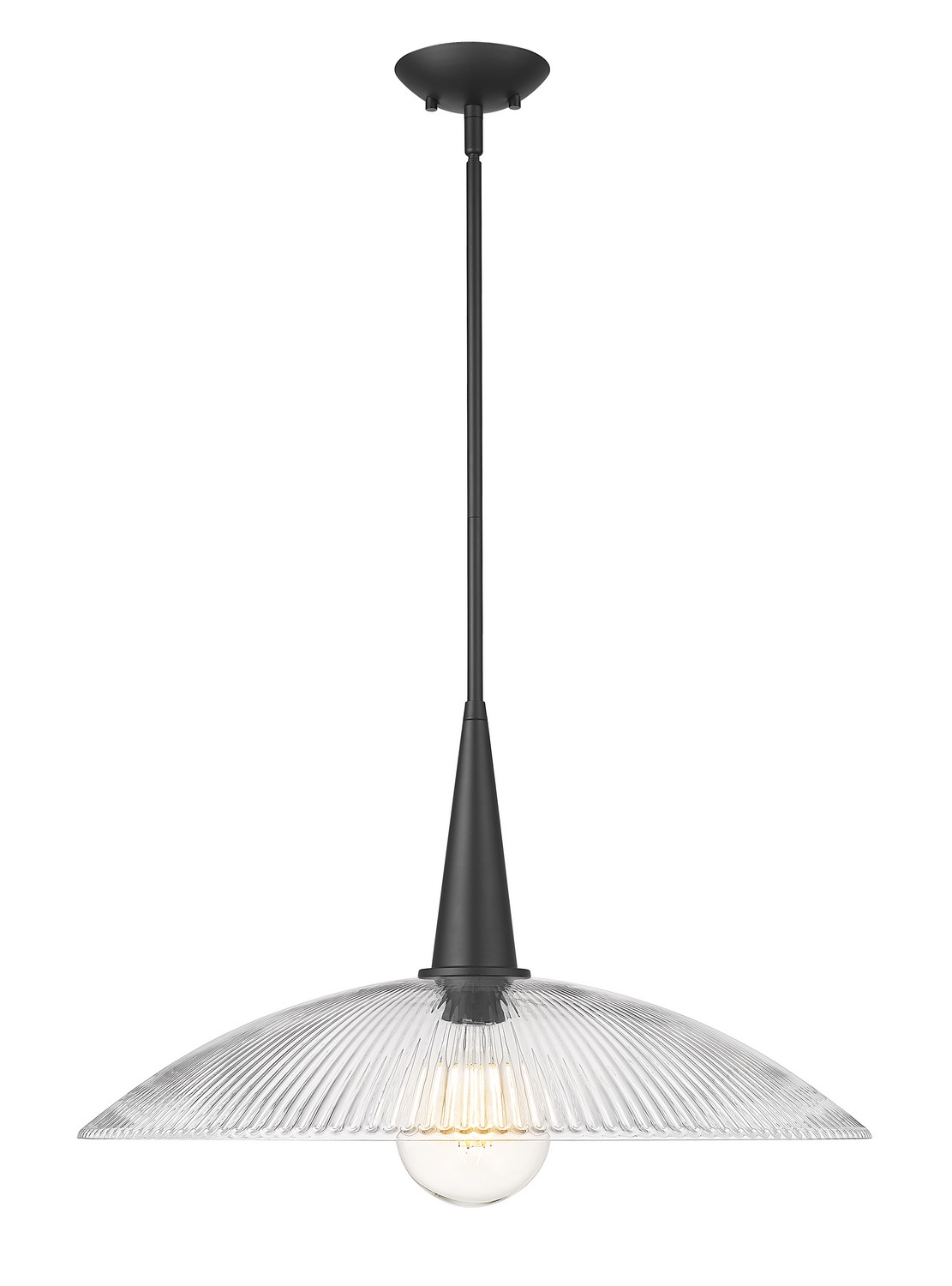 One Light Pendant by Z-Lite - Lunelle Collection, Matte Black Finish - 3051P24-MB