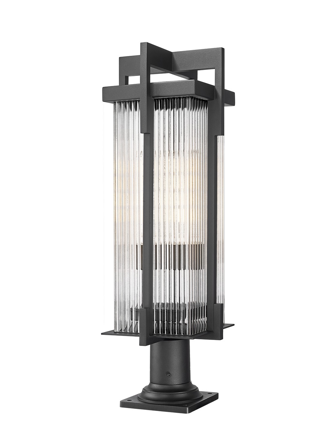 Two Light Outdoor Pier Mount by Z-Lite - Fortis Collection, Sand Black Finish - 5031PHBR-533PM-BK