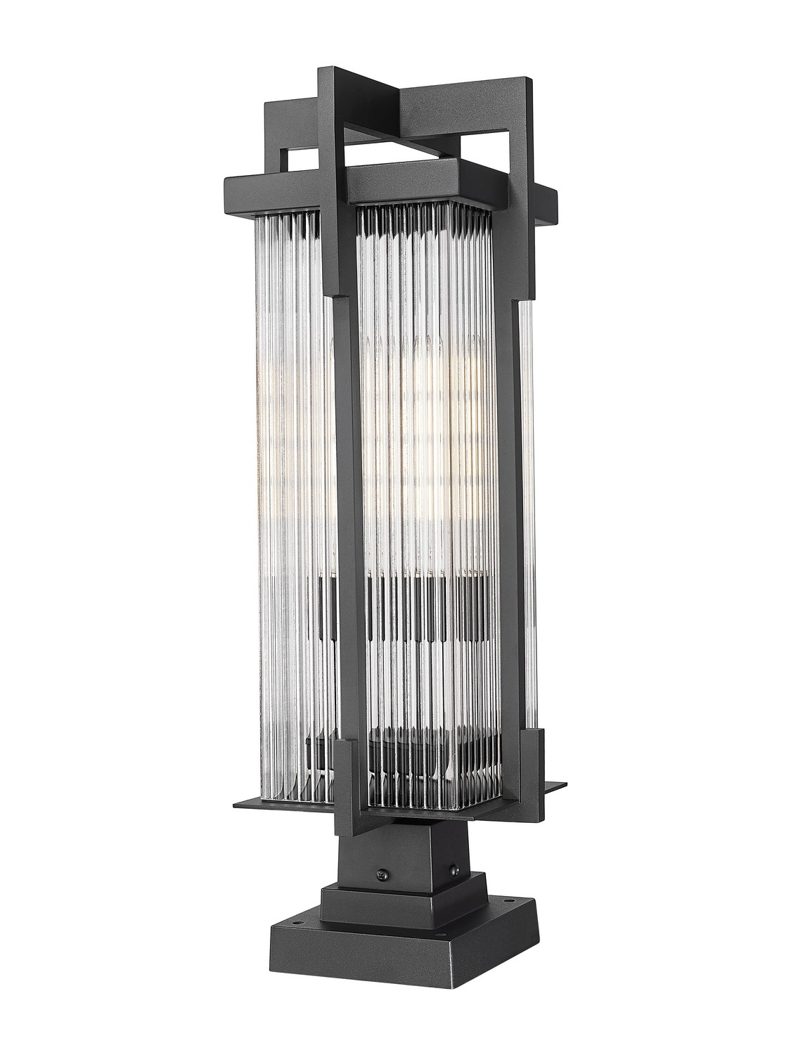 Two Light Outdoor Pier Mount by Z-Lite - Fortis Collection, Sand Black Finish - 5031PHBS-SQPM-BK