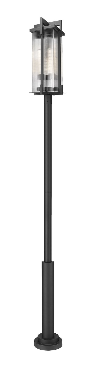 Three Light Outdoor Post Mount by Z-Lite - Fortis Collection, Sand Black Finish - 5031PHXLR-5010P-BK