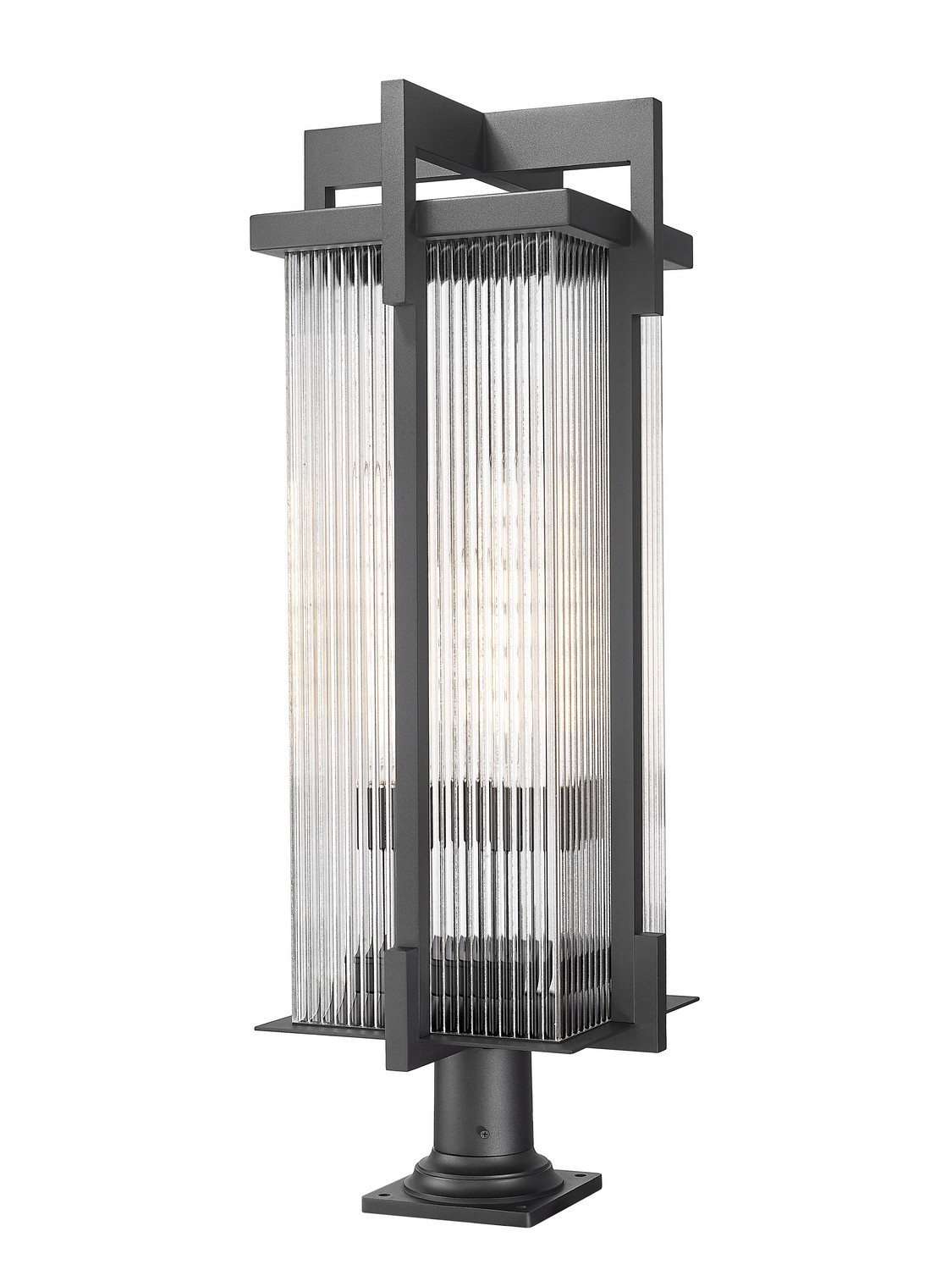 Three Light Outdoor Pier Mount by Z-Lite - Fortis Collection, Sand Black Finish - 5031PHXLR-533PM-BK