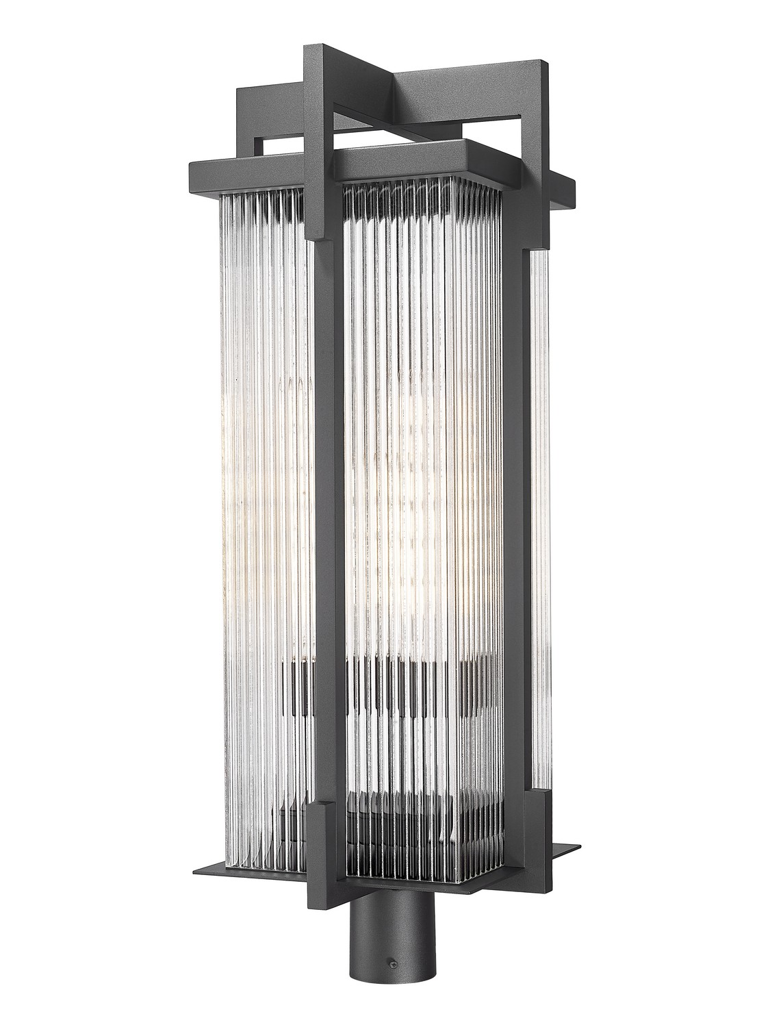 Three Light Outdoor Post Mount by Z-Lite - Fortis Collection, Sand Black Finish - 5031PHXLR-BK
