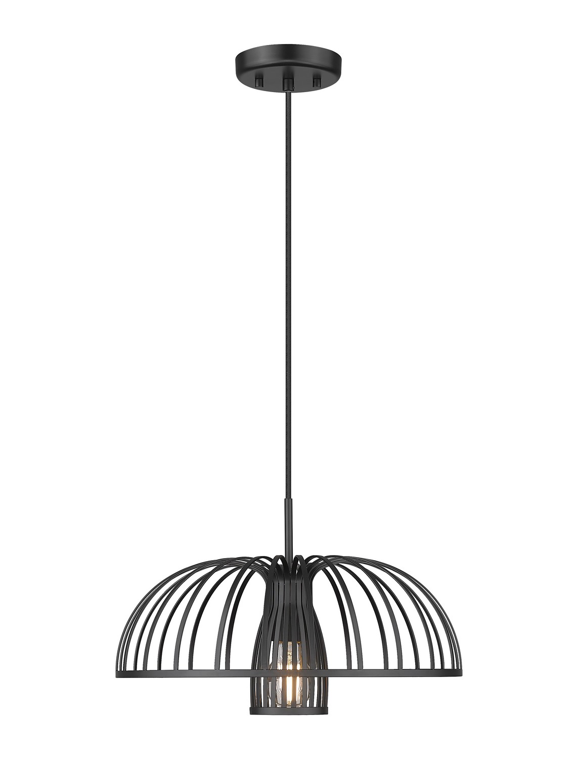 One Light Pendant by Z-Lite - Valencia Collection, Matte Black Finish - 623P16-MB