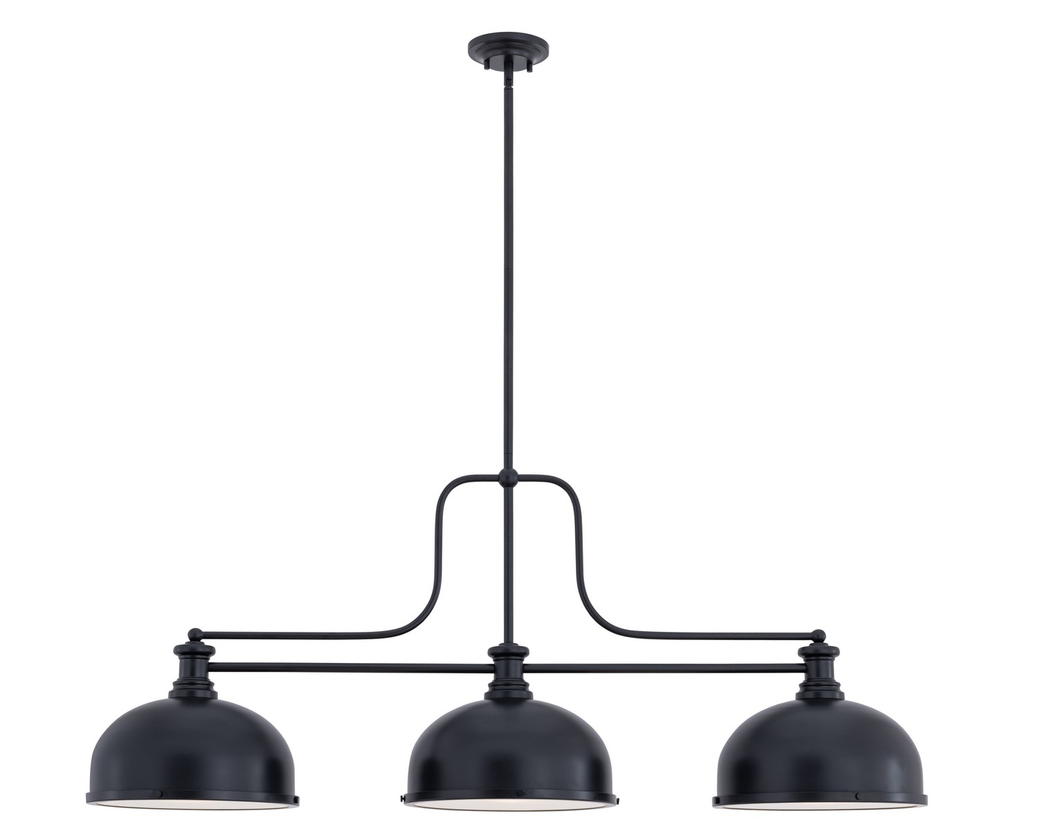 Three Light Billiard by Z-Lite - Melange Collection, Matte Black Finish - 725-3MB-D12MB
