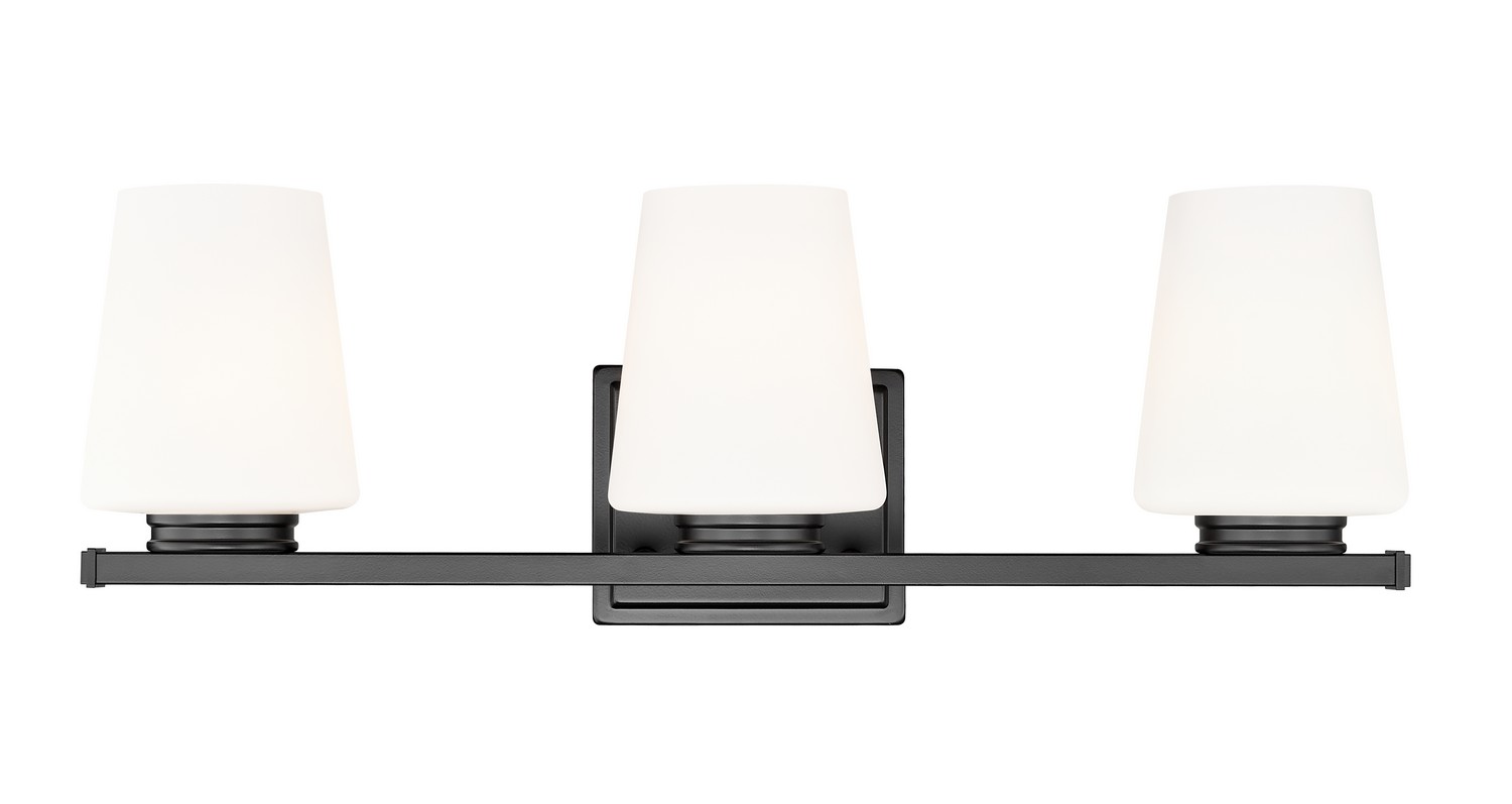 Three Light Vanity by Z-Lite - Nextra Collection, Matte Black Finish - 7703-3V-MB