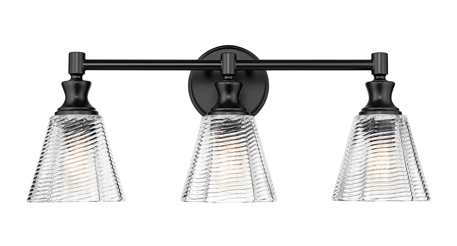 Three Light Vanity by Z-Lite - Auden Collection, Matte Black Finish - 7704-3V-MB