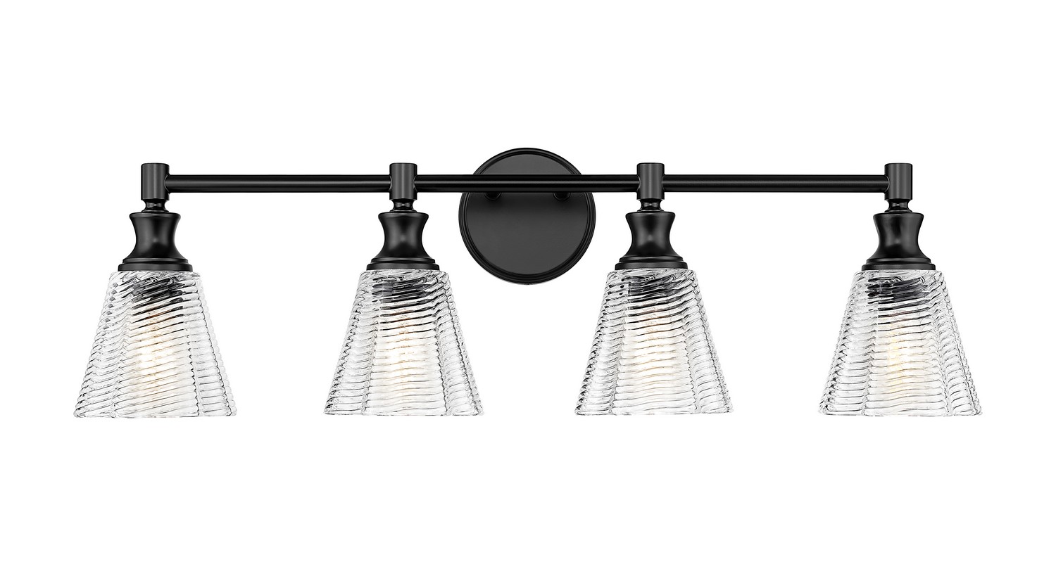 Four Light Vanity by Z-Lite - Auden Collection, Matte Black Finish - 7704-4V-MB