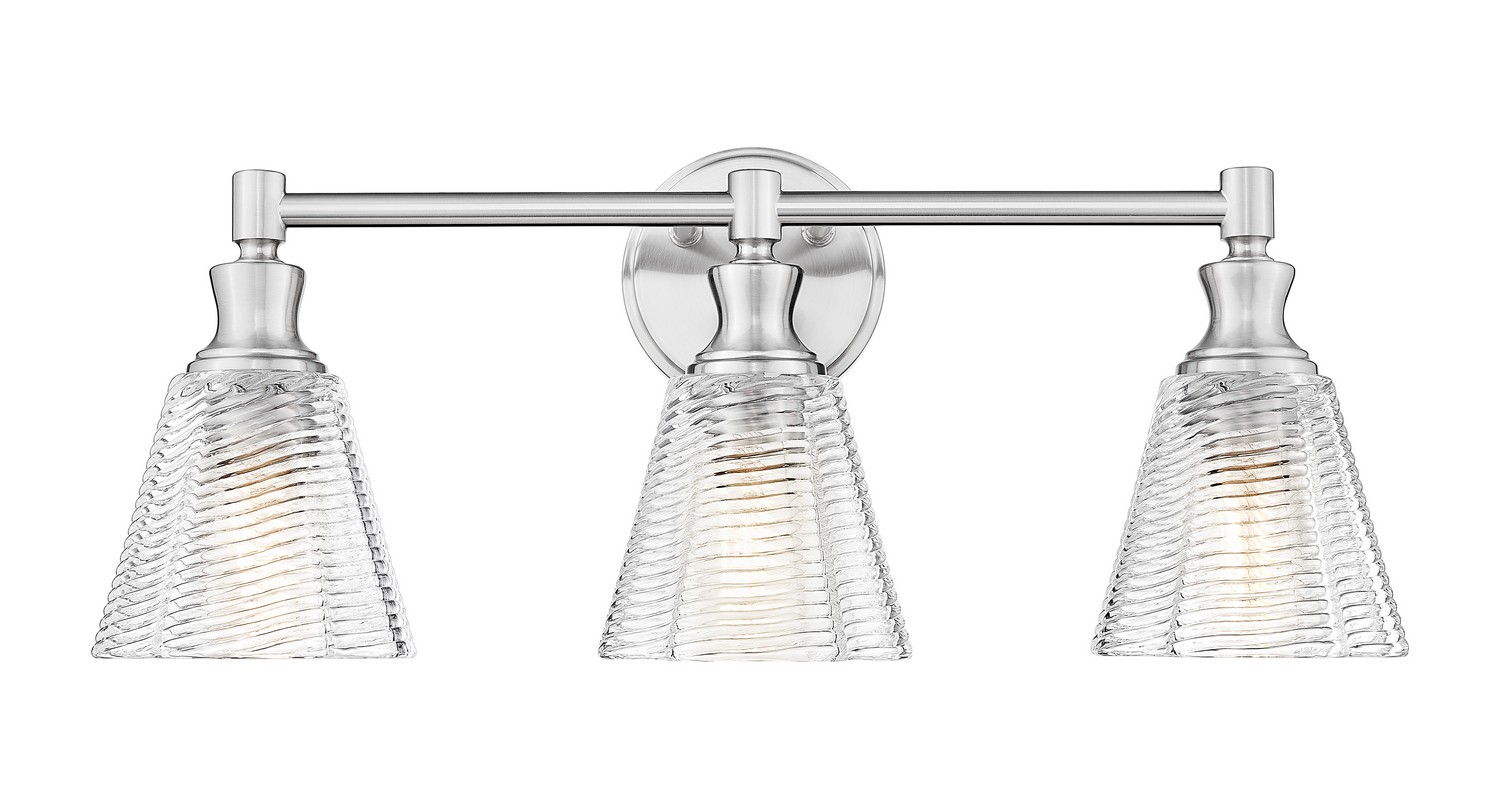 Three Light Vanity by Z-Lite - Auden Collection, Brushed Nickel Finish - 7704-3V-BN